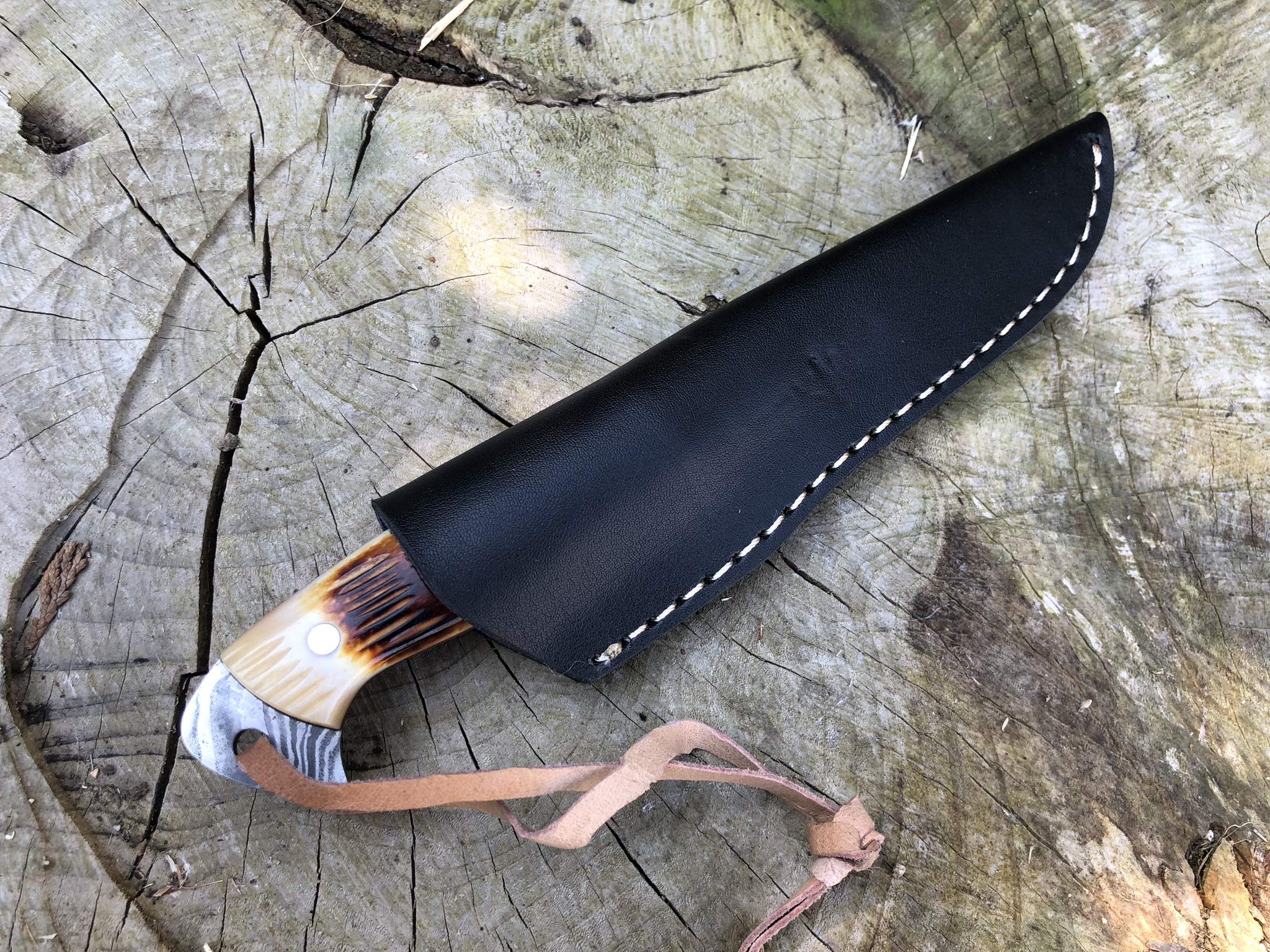 Perkin Damastmesser Jagdmesser Mit Scheide Scharf Bushcraft Messer SK100