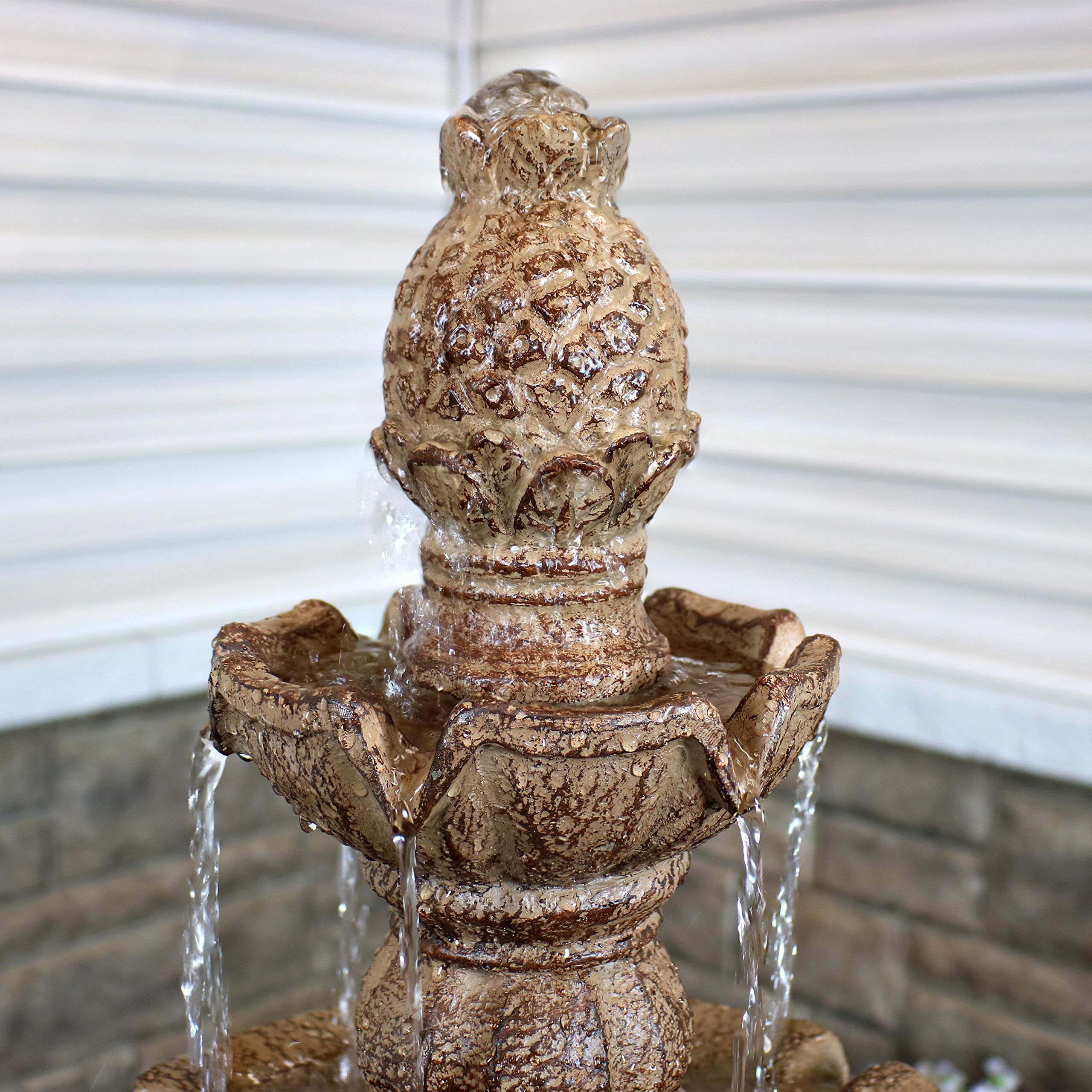 Buy Sunnydaze Pineapple Large Outdoor Water Fountain 4Tier Waterfall