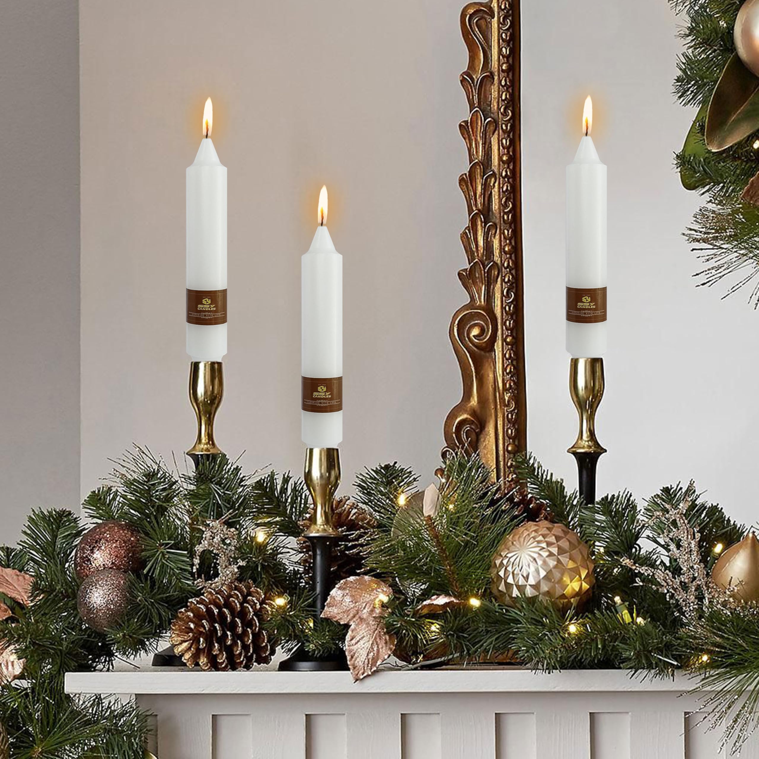 Candelabri bianchi conici da 17,8 cm, candele di cera non profumate, candele senza fumo, candele inodore per decorazioni per la casa, matrimoni, festività, vacanze