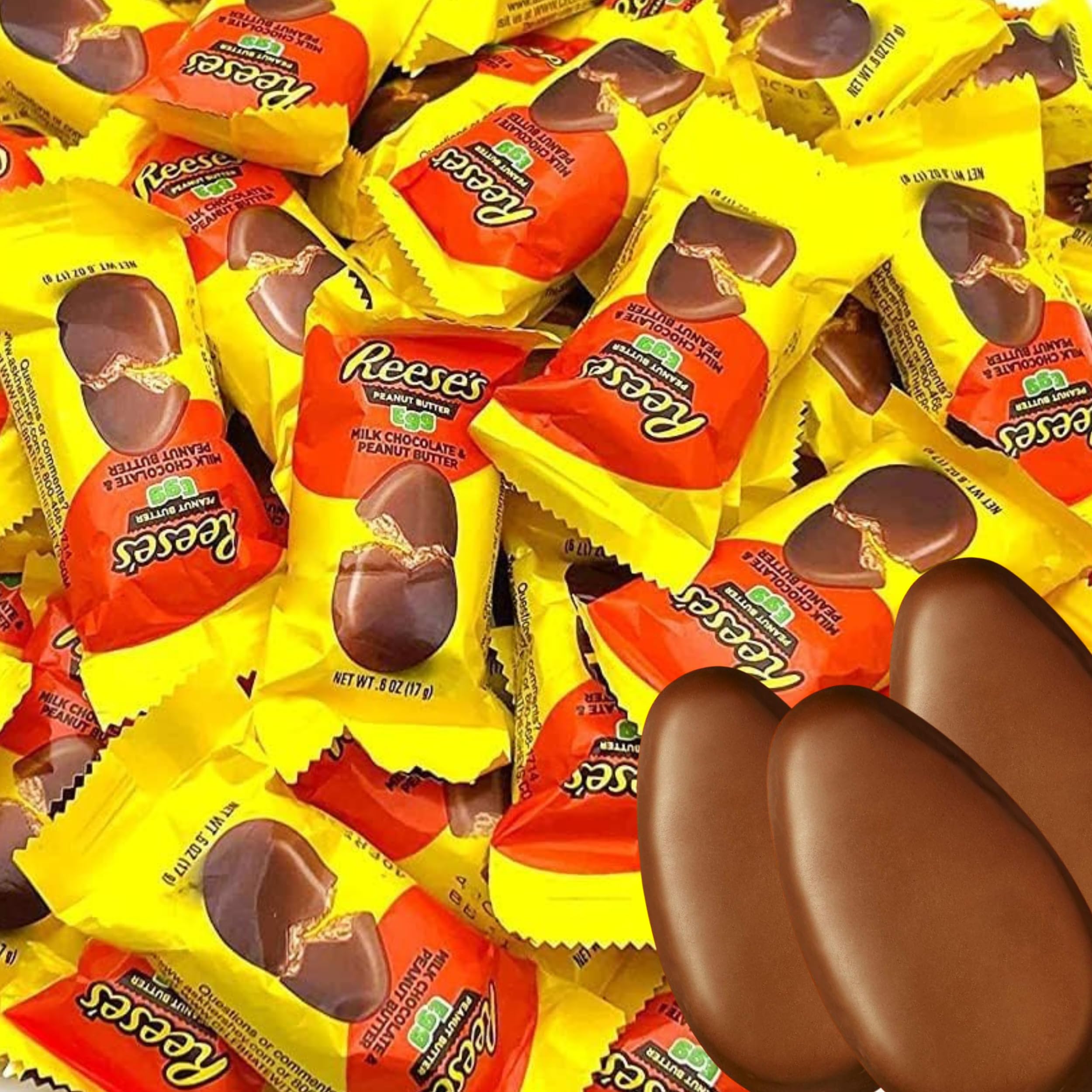 Reese Peanut Butter Eggs Snack Size 25 Pack - Easter Milk Chocolate Candy Individually Wrapped Treats for Egg Hunts & Basket Stuffers
