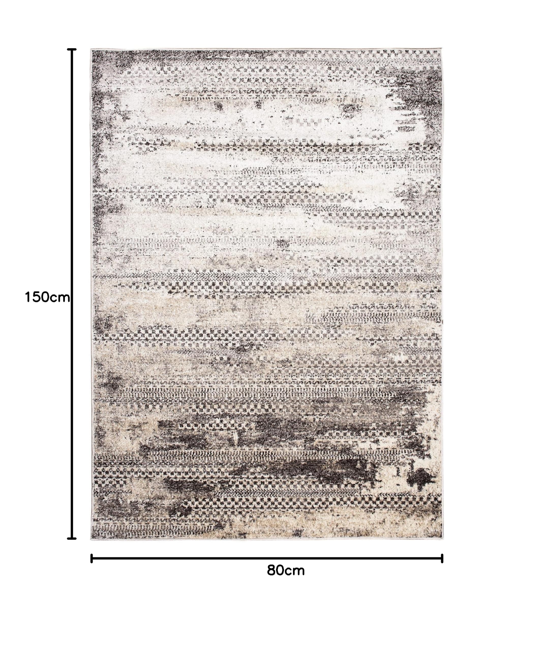 TAPISO Petra Tapis de Salon Chambre Salle à Manger Bureau Ado Design Moderne Crème Marron Moucheté Ethnique Motif Rayé Doux Dense Frise Poils Courts Confortable 80 x 150 cm