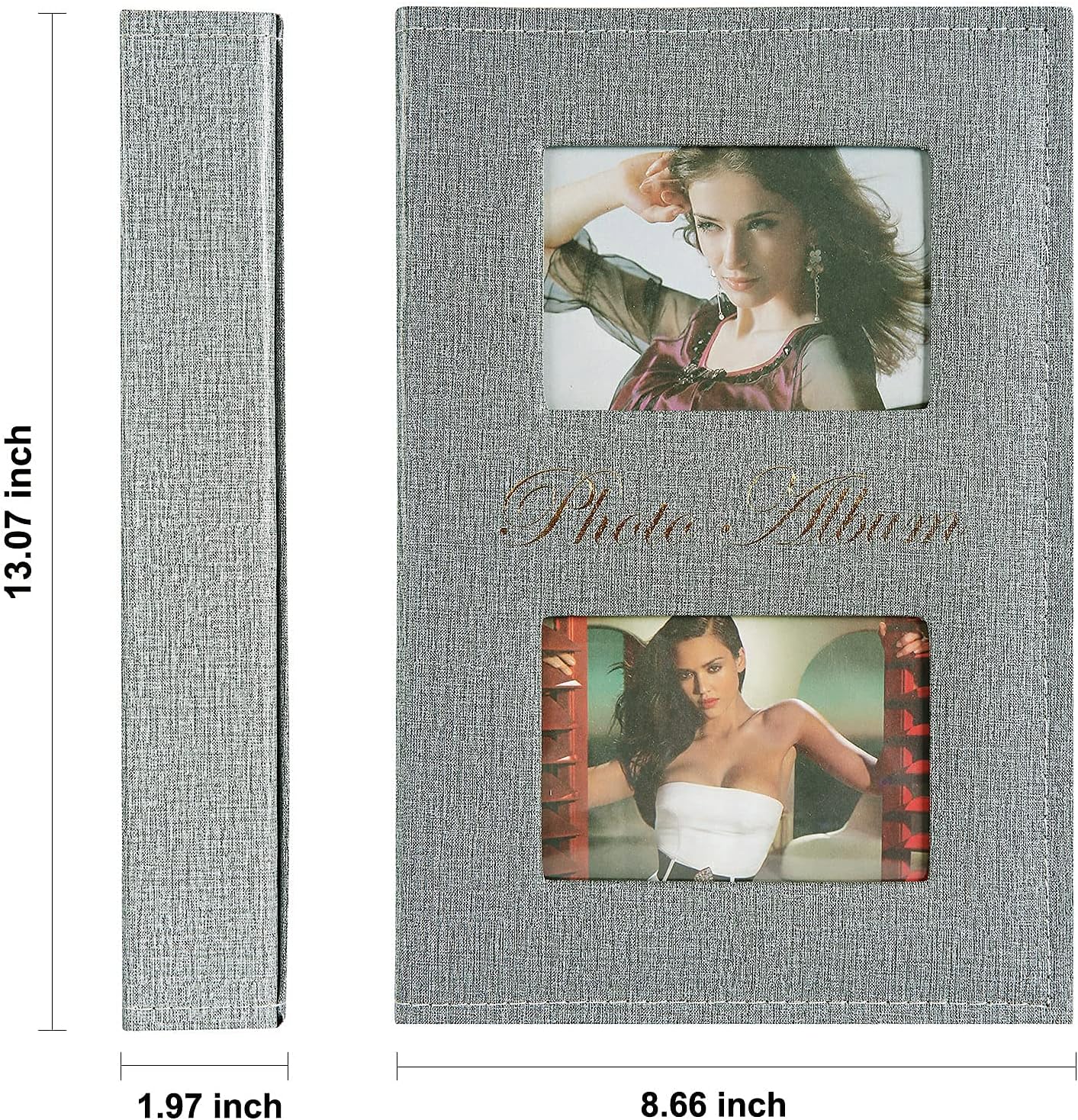 Kingth Leather Cover 4x6 Photo Album 3 Horizontal Pictures Holds 4x6 300 Photo Albums Family Wedding Anniversary Record Dog Growth Photo Album Couple Baby Growth Picture Album (Grey, 300 Pockets) : Home & Kitchen
