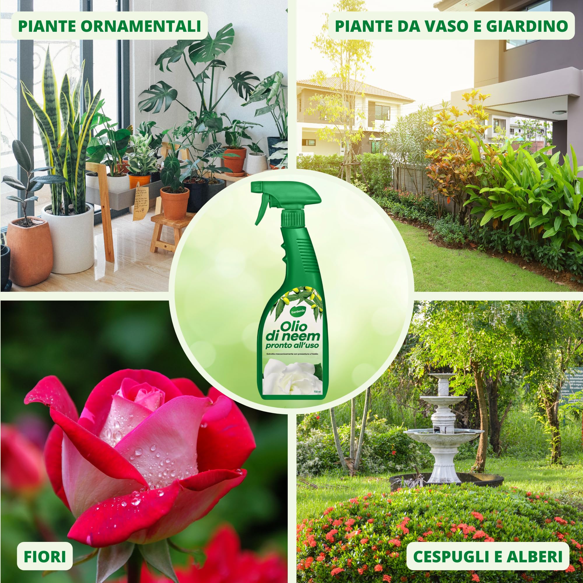 Gardemia Olio di Neem Spray per Piante 750ml Pronto Uso Azione Naturale