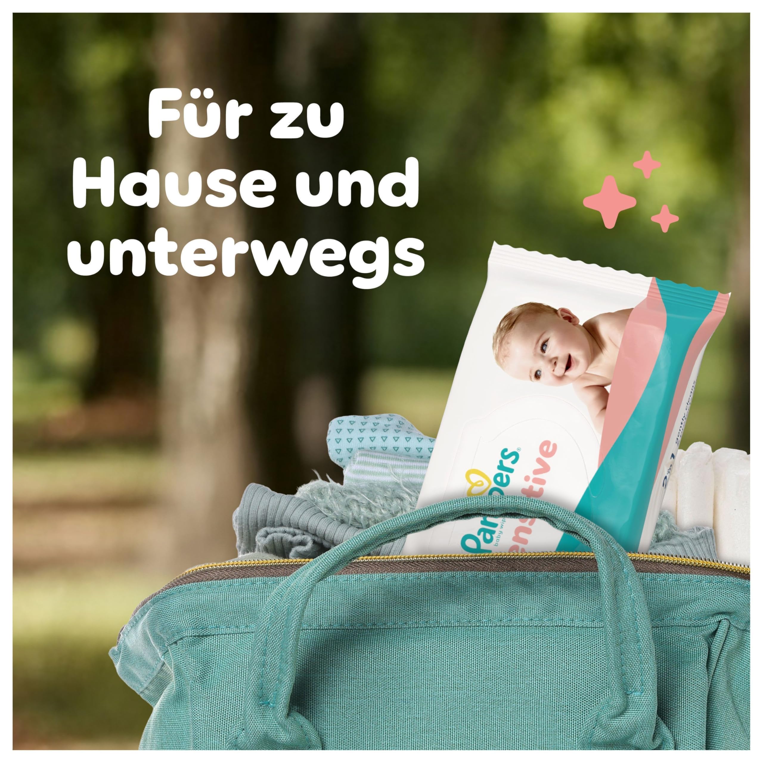 Pampers Sensitive Baby-Feuchttücher, 12 Packungen mit 80 Feuchttüchern = 960 Baby-Feuchttücher, 2-in-1 sanfte Reinigung & Hautschutz