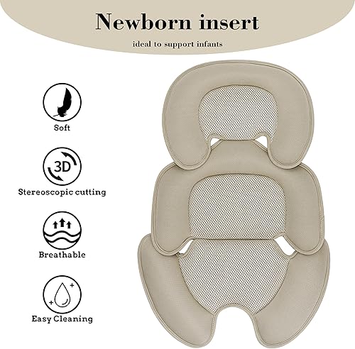 Miniatura 3 de Cojín de apoyo para bebé recién nacido, inserto de malla 3D, forro transpirable compatible con cochecito, asiento de automóvil, silla alta, etc.