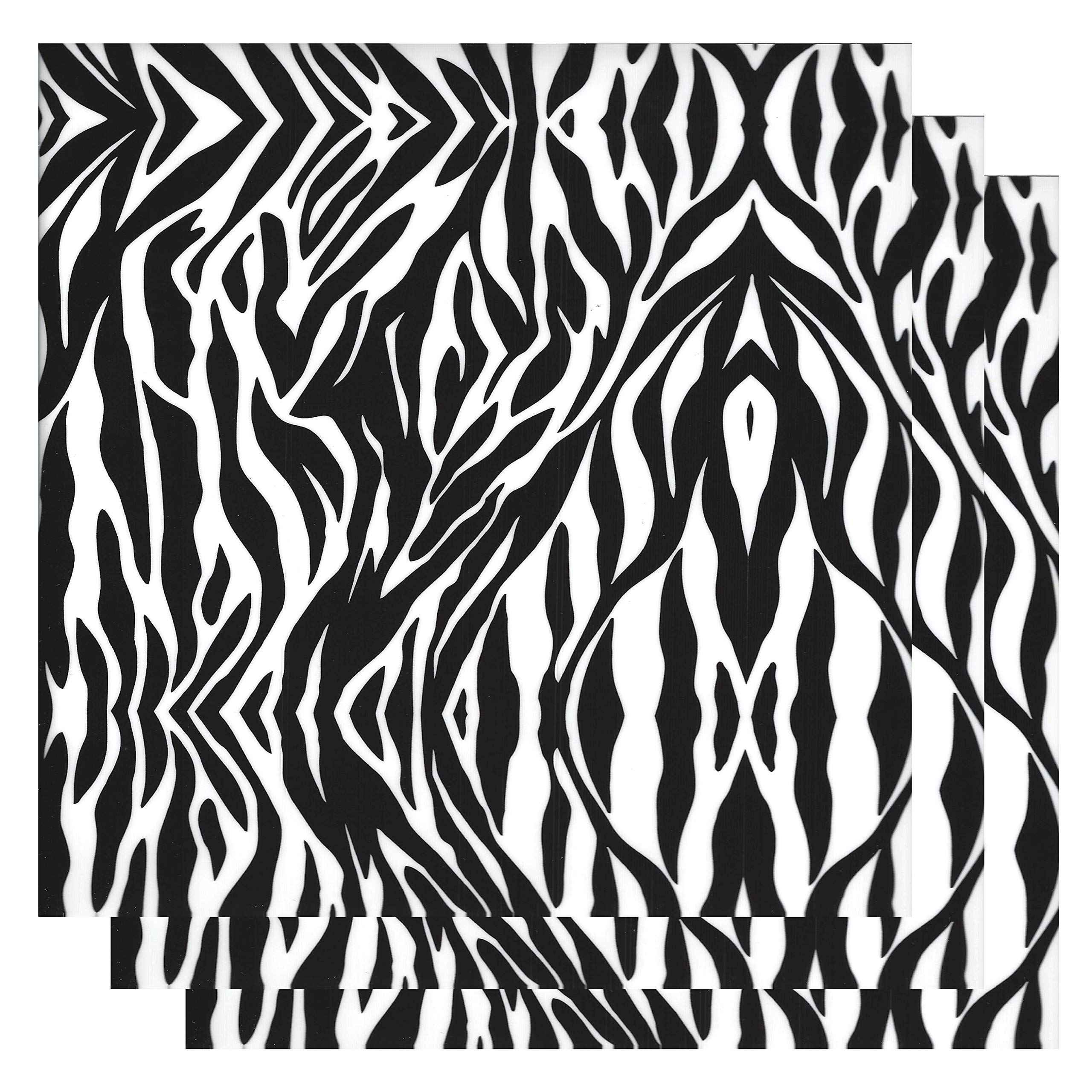 Thermoflex Fashion Patterns 12" x 12" Sheets, Iron on Heat Transfer Vinyl Roll, HTV (Zebra, 3 Sheets)