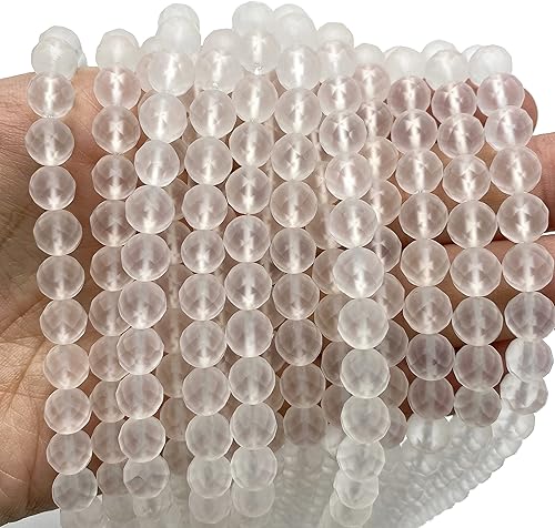 Miniatura 4 de ABCgems Cuarzo de cristal madagascán acabado mate, también conocido como cristal de roca (color magnífico, dureza Mohs 7) cuentas de energía