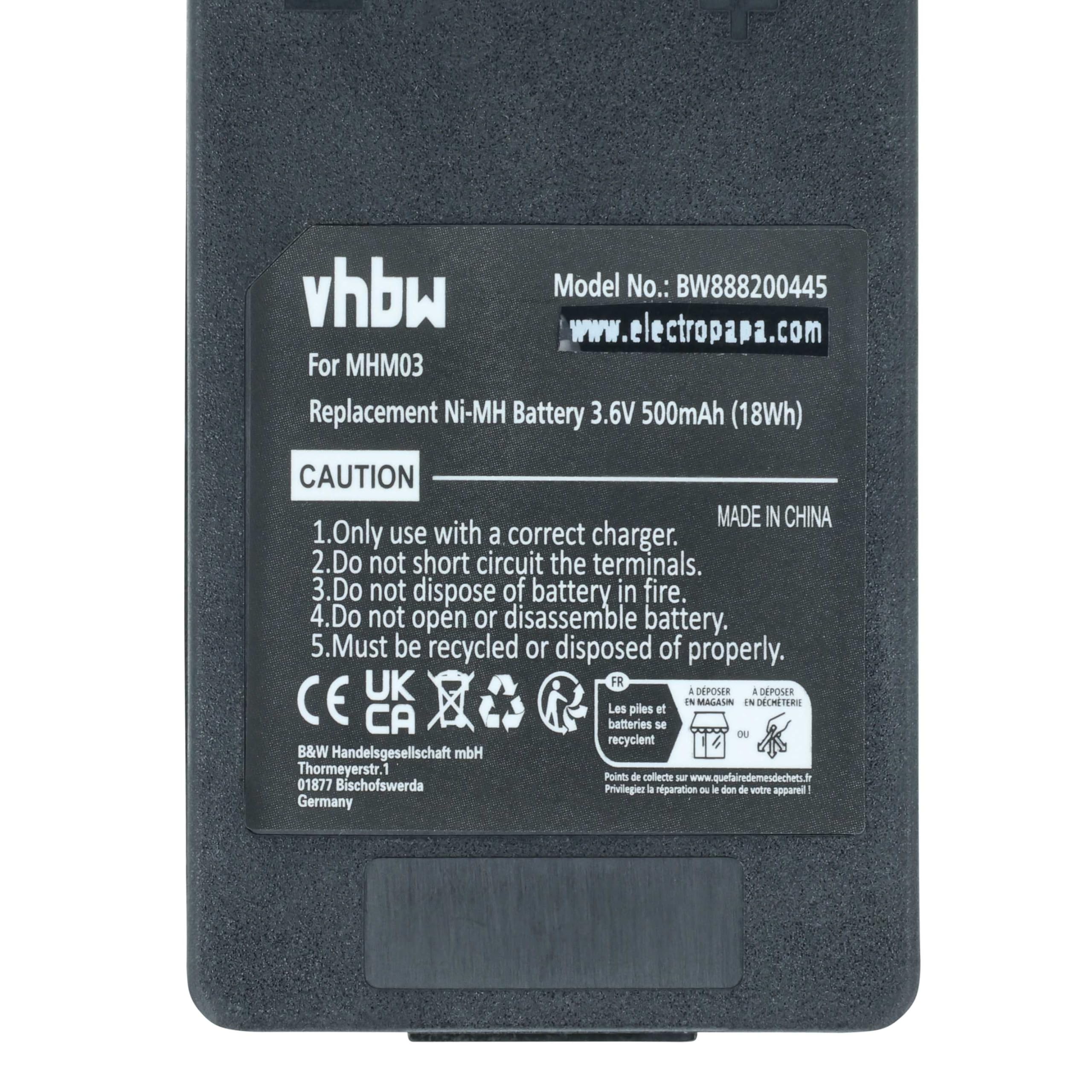 vhbw 5x batteria sostituisce Autec MHM03, LPM01LI, LPM01, R0BATT00E10A0 per Radiocomando Industriale, Telecomando (500mAh, 3,6V, NiMH) - Nero