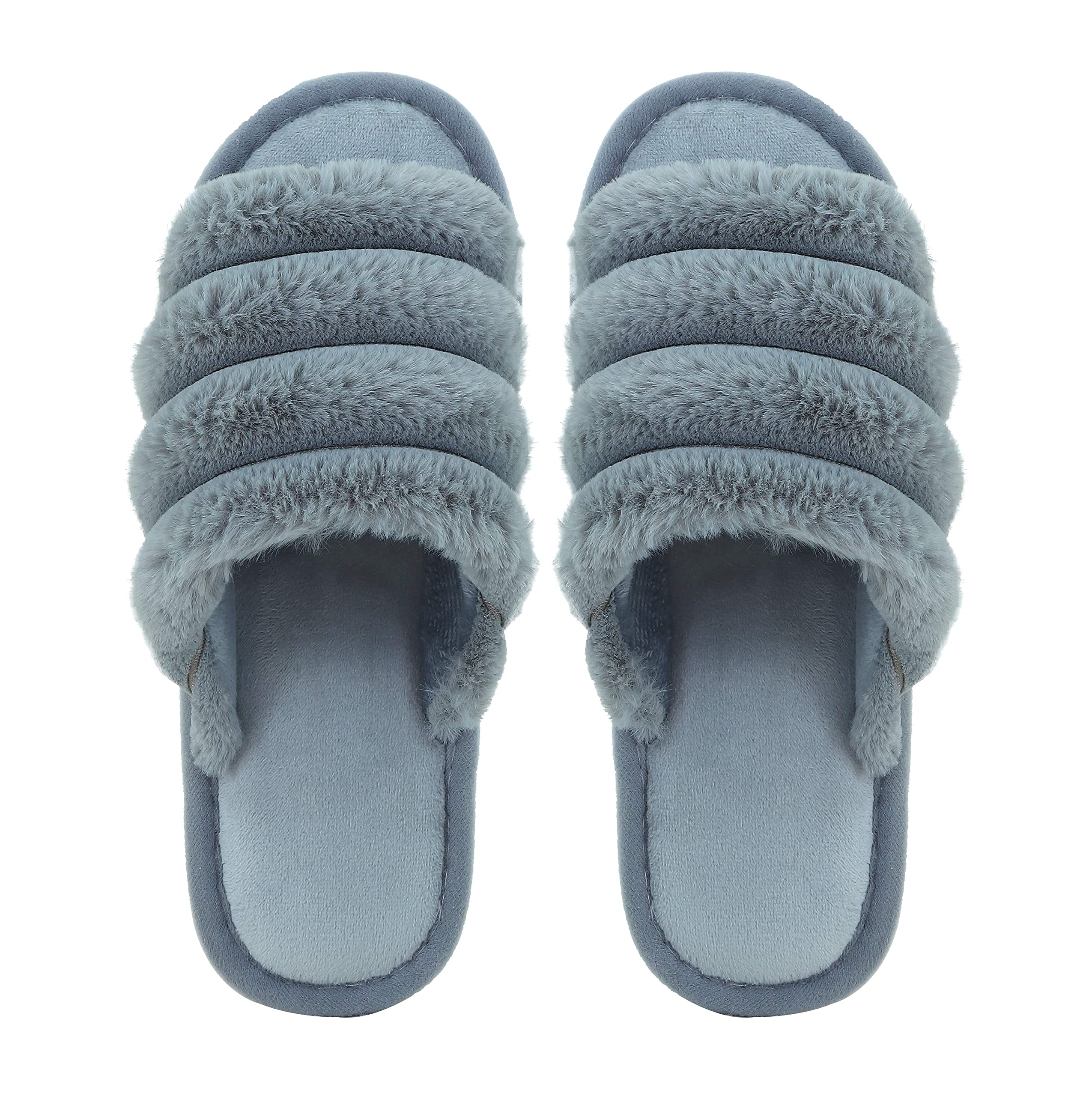 CASSIEYFur Indoor/Outdoor Soft Bottom Slippers |Men€™s Flipflop | Open Toe Slide Slippers with fur Lining |Boy€™s Slippers flip Flop