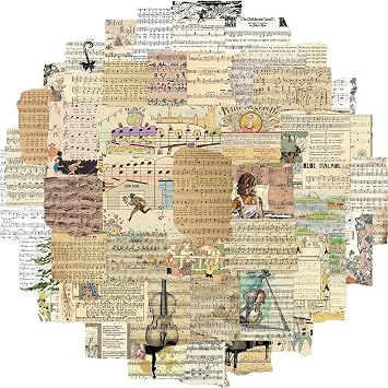 Music Score Stickers 50 PCS, Gift for Children Teens Adults, Waterproof, Vinyl PVC, Music Style, Black, Stickers