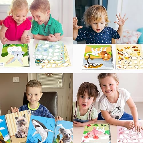 Miniatura 2 de 90shine 2 libros de calcomanías para niños de 4 a 8 años, diseños temáticos de zoológicos para mascotas, regalo de fiesta, crea 22 imágenes