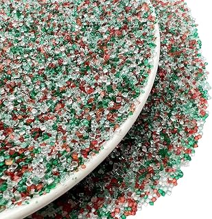 Christmas Sprinkles Red Green and White Sanding Sugar Crystals for Cake Decorating Red and Green Sprinkles Colored Sugar Rimmer, Perfect for Cookie, Cake, Cupcake and Cocktail, Wedding Party Christmas Supplies 3.5 OZ