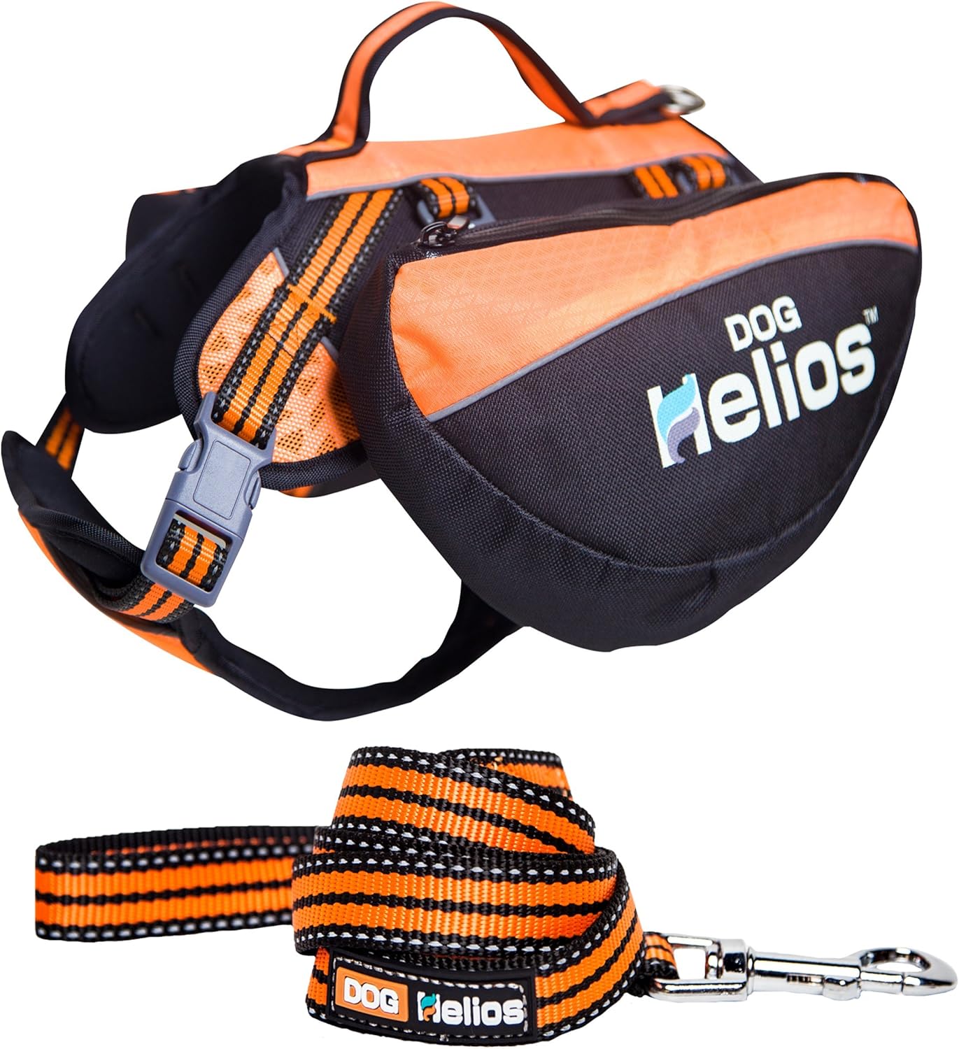 DOGHELIOS Freestyle 3-in-1 Explorer Sporty Fashion Convertible Pet Dog Backpack, Harness and Leash, Medium, Orange