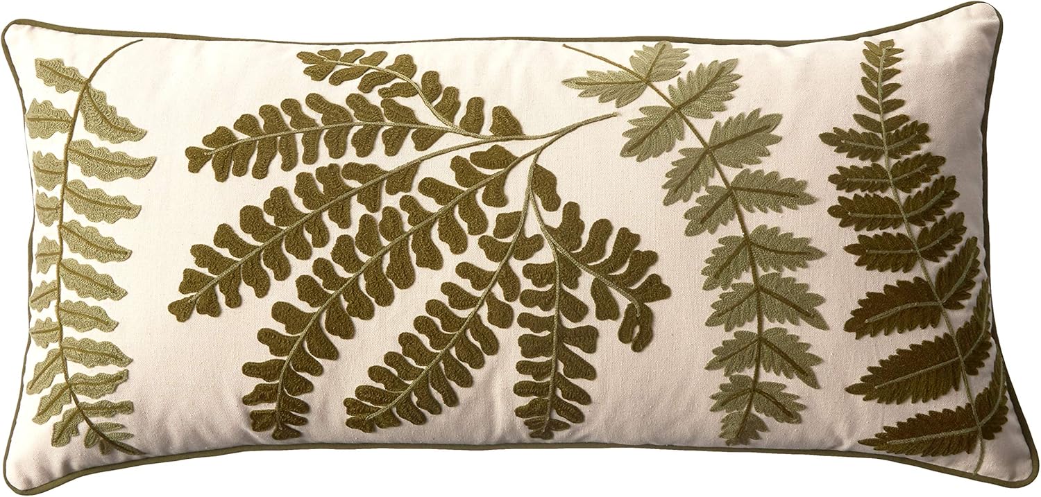 embroidered fern pillow