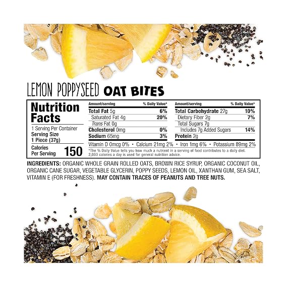 Bobo's Oat Bites, Lemon Poppyseed, 1.3 Ounce (5 Count Box)