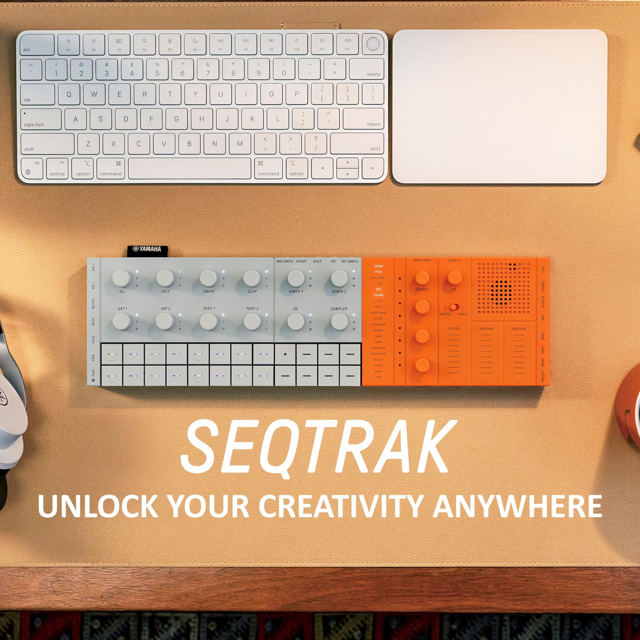 Yamaha SEQTRAK Mobile Music Ideastation – Studio di Produzione Musicale All-in-One con Motori Sonori Doppio, Campionamento Integrato, Altoparlante Incorporato e Batteria Ricaricabile – Arancio