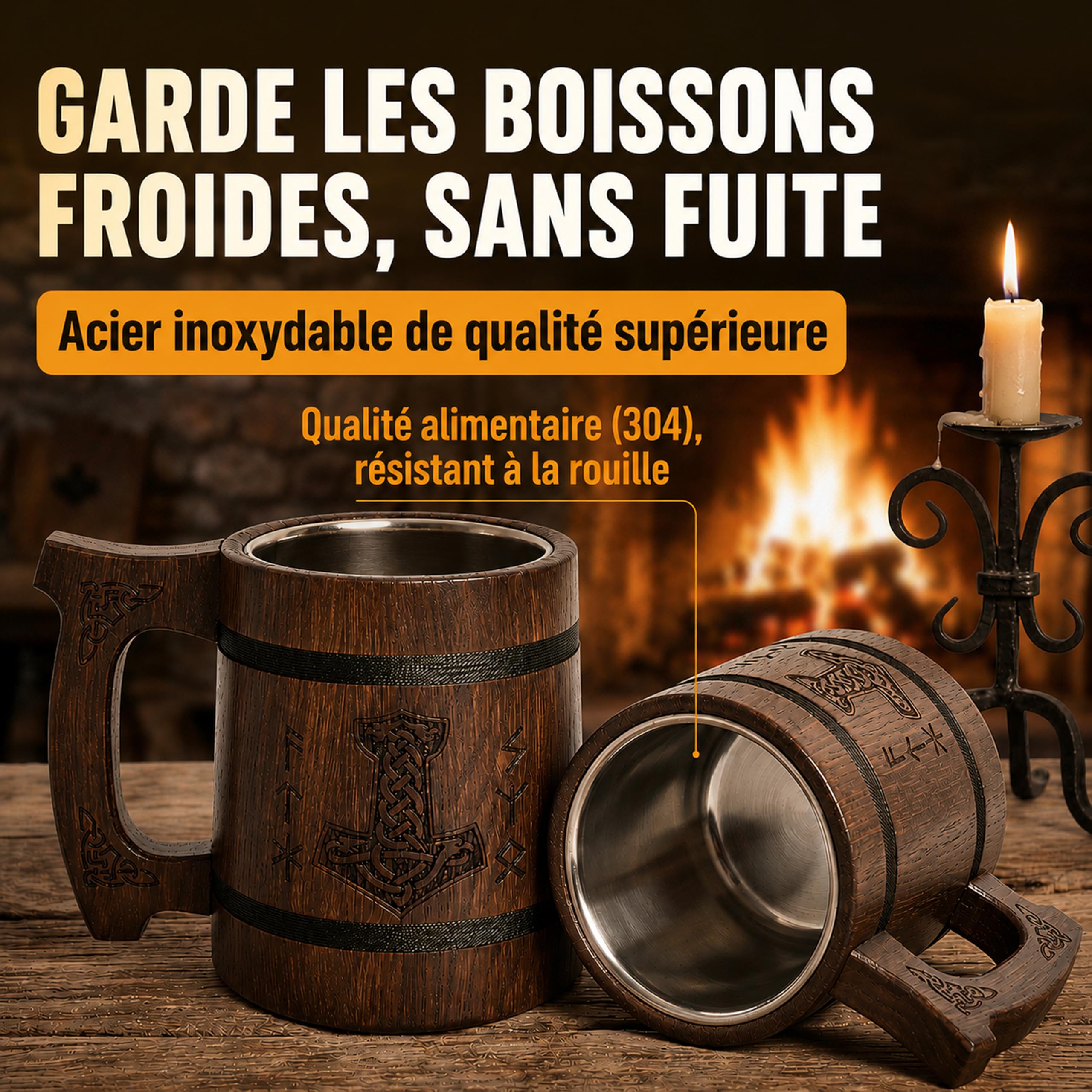 TESLYAR 0.6 Chopé Bière | Cadeau Biere | Tasse Viking | Choppe Viking | Cadeau Pour Noël | Cadeau Pour Homme | Chope à Bière | Choppe Biere | Viking Tasse | Verre Viking | Thor