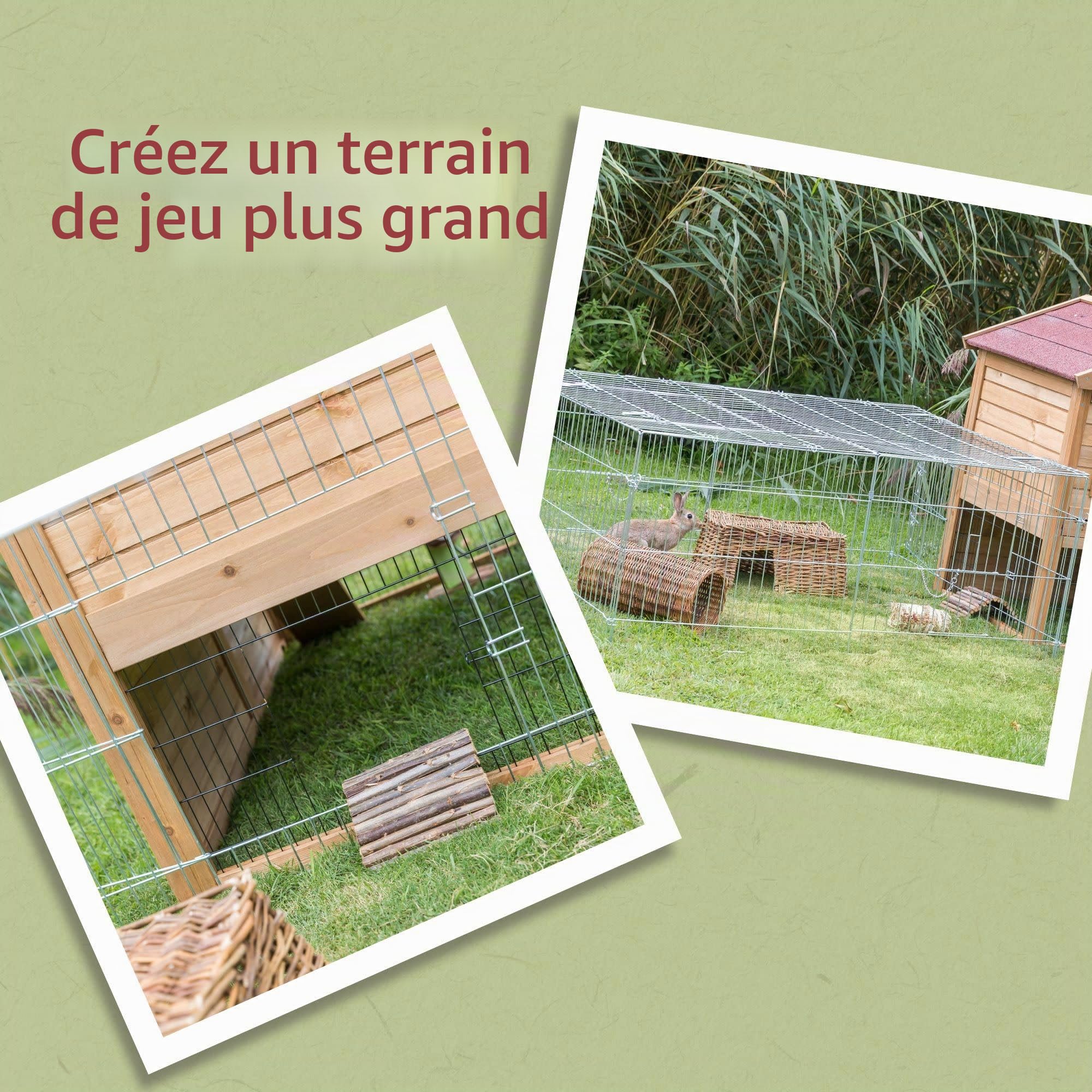 TRIXIE Cage à lapin 0,9 m³, enclos d'extérieur extensible pour clapier et poulailler, idéal pour les petits animaux, lapins, cochons d'Inde, poules