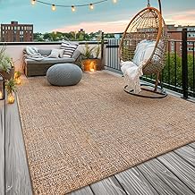 TT Home Tappeto Per Esterno Cucina Balcone Soggiorno Etnico Monocromatico Lavabile, Colore:Beige Marrone, Dimensione:160x220 cm