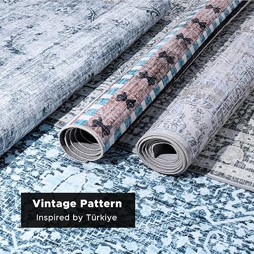 Miniatura 7 de Worxvell Alfombras de 2 x 3 para entrada, alfombra pequeña lavable antideslizante para puerta de interior para cocina, baño, parte trasera oriental,