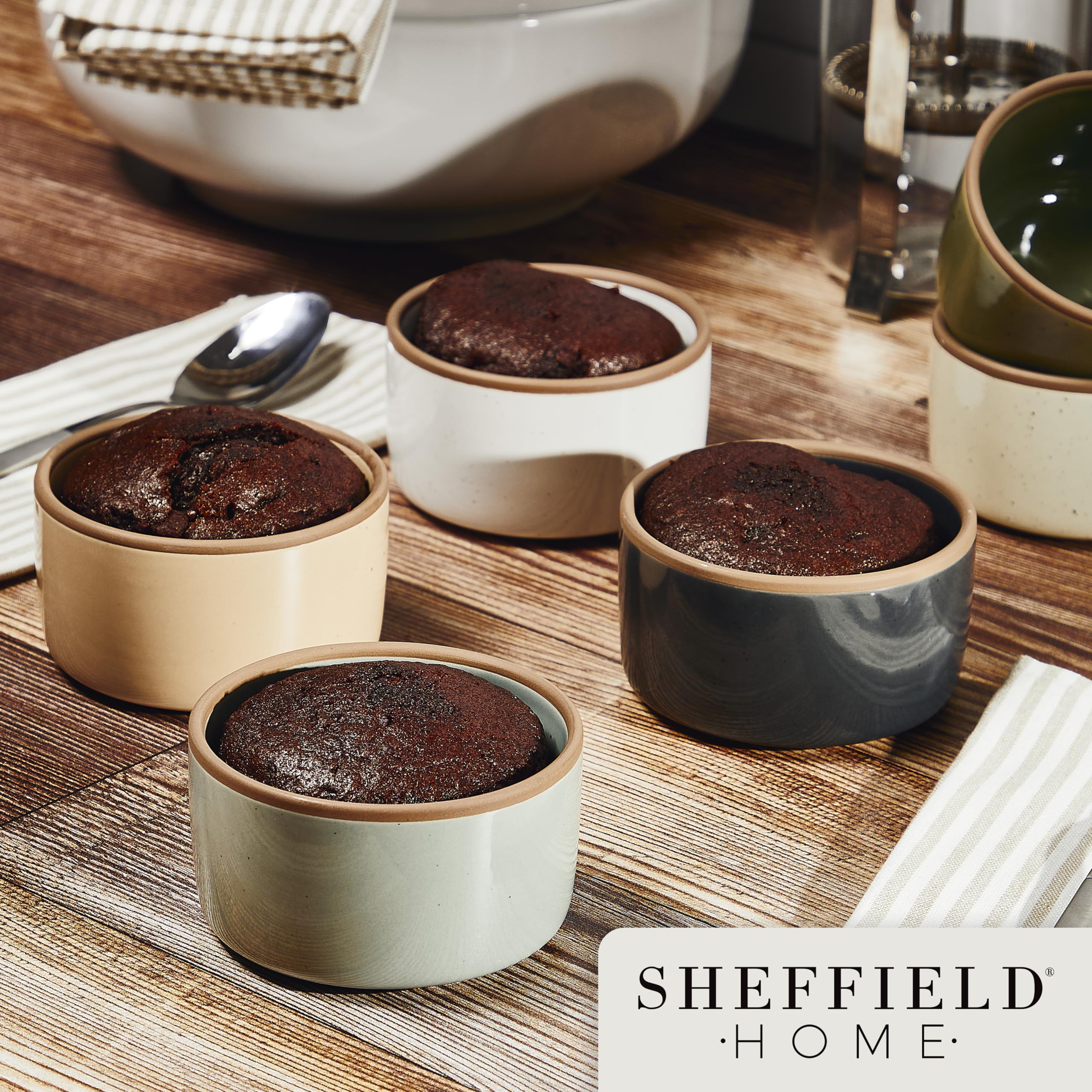 Set 6 Ciotoline Creme Br&ucirc;l&eacute;e In Ceramica - Ideali Per Dolci Al Forno E Souffl&eacute;