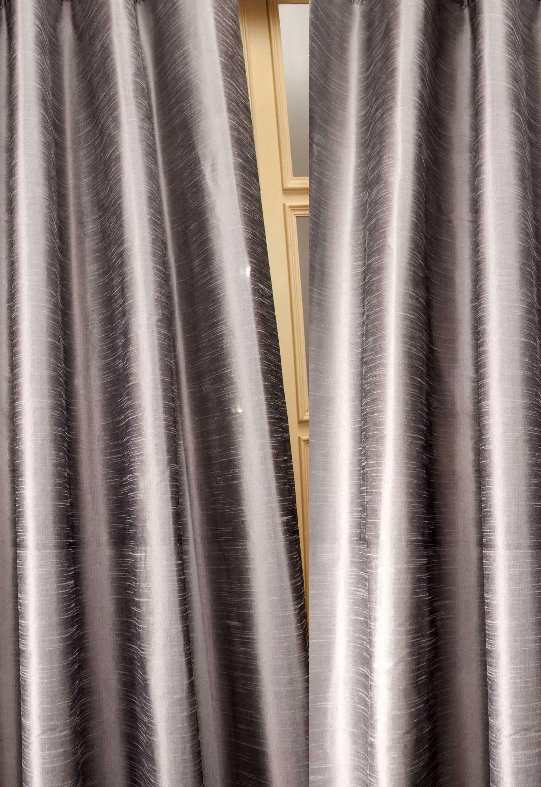 Metallic Tone raw Faux Silk Curtain/Panel/Drape (Silver Gray, 52" W X 108" L)