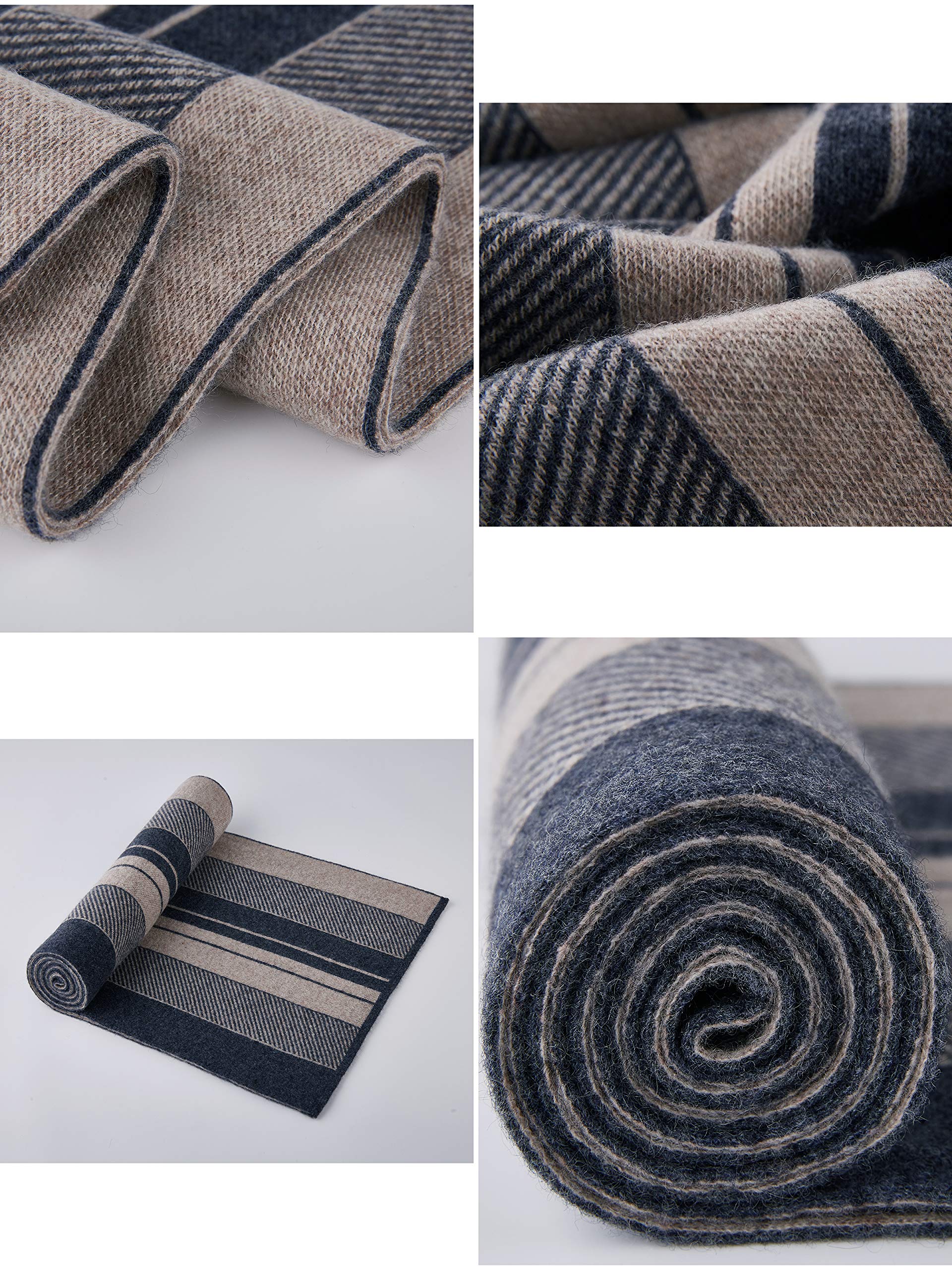Elegante Sciarpa Cashmere da Uomo con 35% Cashmere e 65% Lana Misto Sciarpa a Maglia di Lana da Uomo Super Calda Morbida Casual Business - a Quadretti a Righe