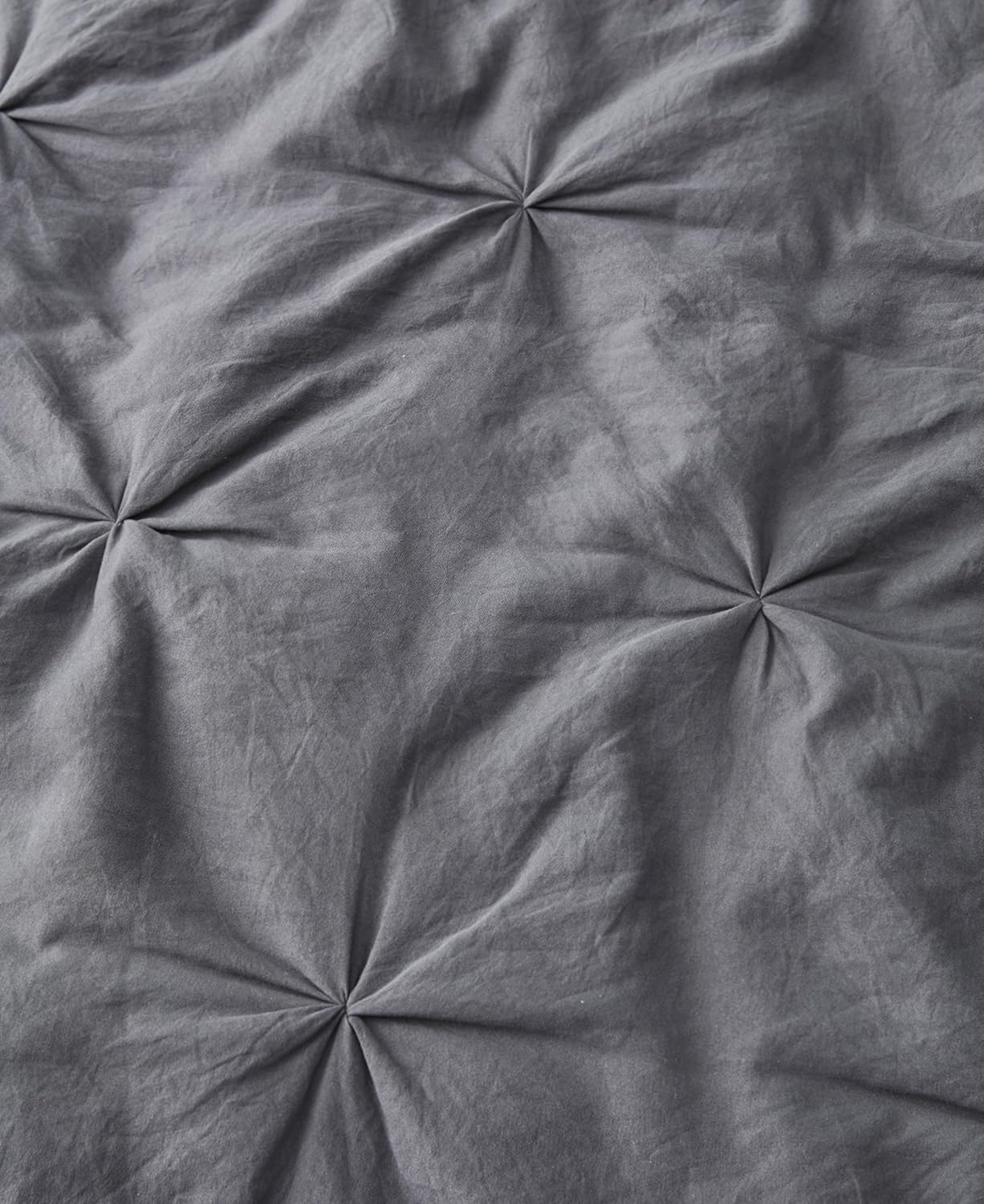 Estellar 3pc Comforter Set Pinch Pleat | Charcoal Grey | Full