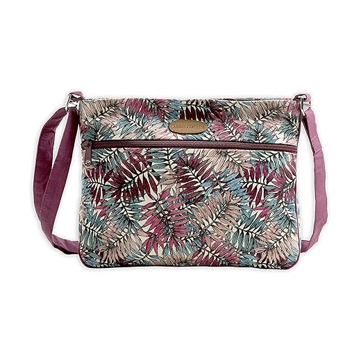 Maison d' Hermine Cross Body Bag 100% Cotton Canvas Hand Bag Shoulder Bag for Women Men Shopping Travel Everyday Use Multi Zippered Pocket Sling Bag (Bamako - Imani)