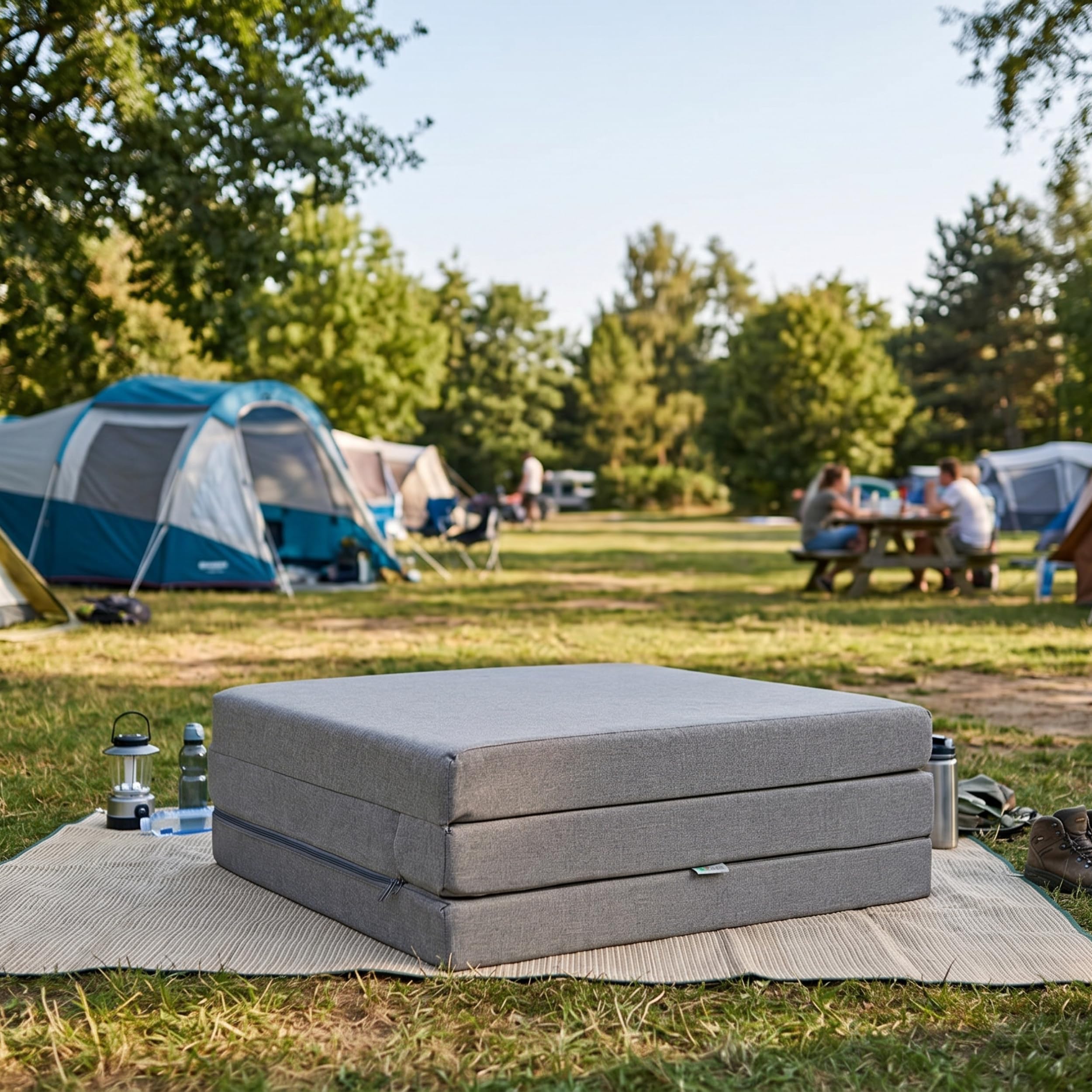 FORTISLINE Materasso pieghevole – 3 pezzi – Materasso pieghevole per ospiti – Materasso per camper con rivestimento esterno impermeabile – Materasso a cubo – Letto per ospiti – Materasso per roulotte