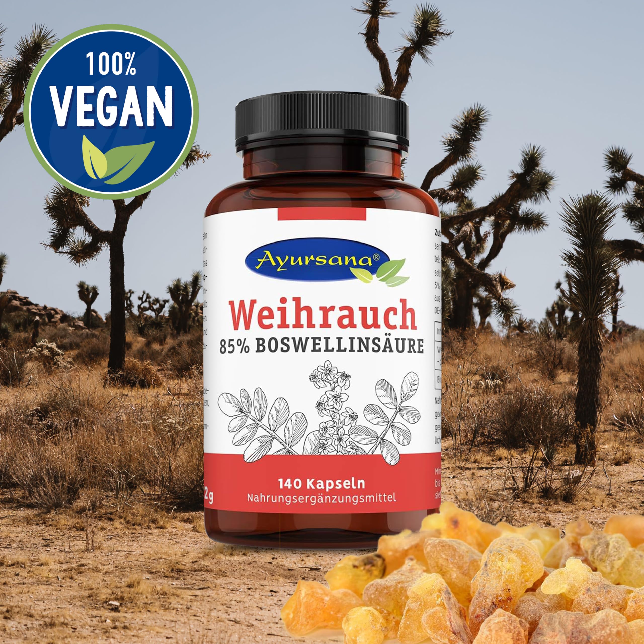 Weihrauch Kapseln (3 x 140 Stück) hochdosiert | Echter indischer Weihrauch mit 85% Boswelliasäuren | 800 mg Weihrauchextrakt je Tagesdosis, davon 660 mg Boswelliasäure | Apothekenqualität
