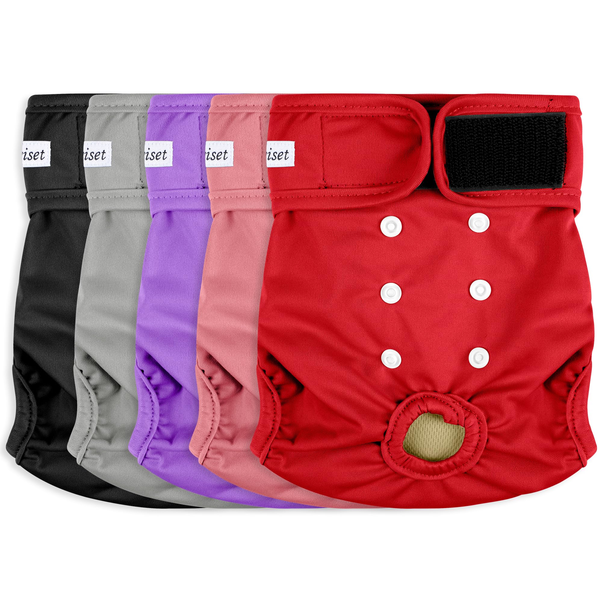 Dog Diapers Female 5pcs,Reusable Dog Doggie Puppy Doggy Diapers Female, Period Panties in Heat, Red, Medium