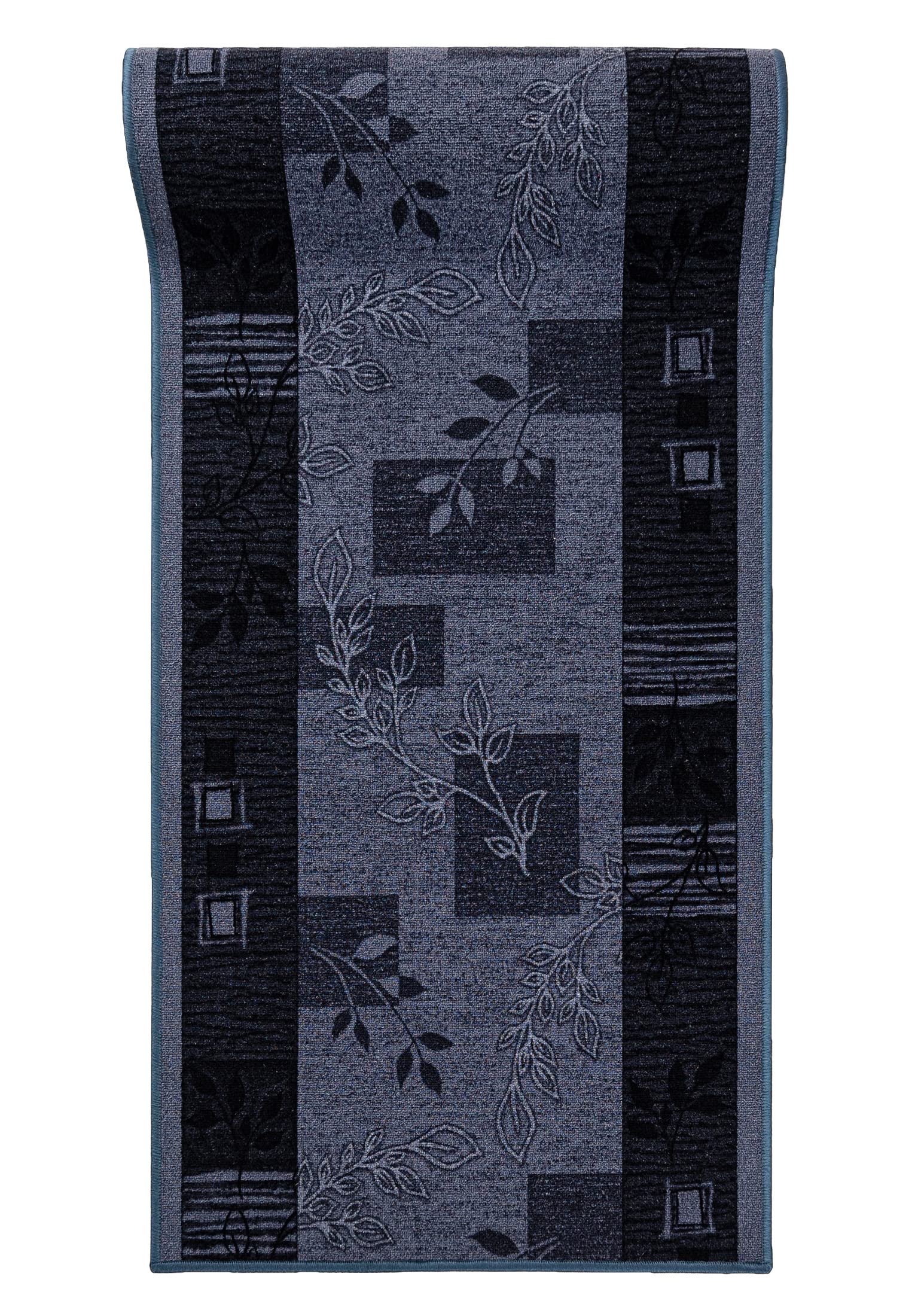 Mazovia Alfombra de Pasillo Larga - Alfombra Antideslizante Moderno Motivo Floral - Pelo Corto - Alfombras de Pasillo por Metros - Alfombras para Pasillos Largos - Gris - 67 x 125 cm