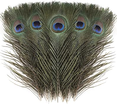 Larryhot Natural Craft Peacock Feathers Bulk,40Pcs,10-12Inch | Real Green Peacock Feathers with Colorful Big Eyes for DIY Crafts,Halloween,Wedding Home Party Decor and Floral Arrangements