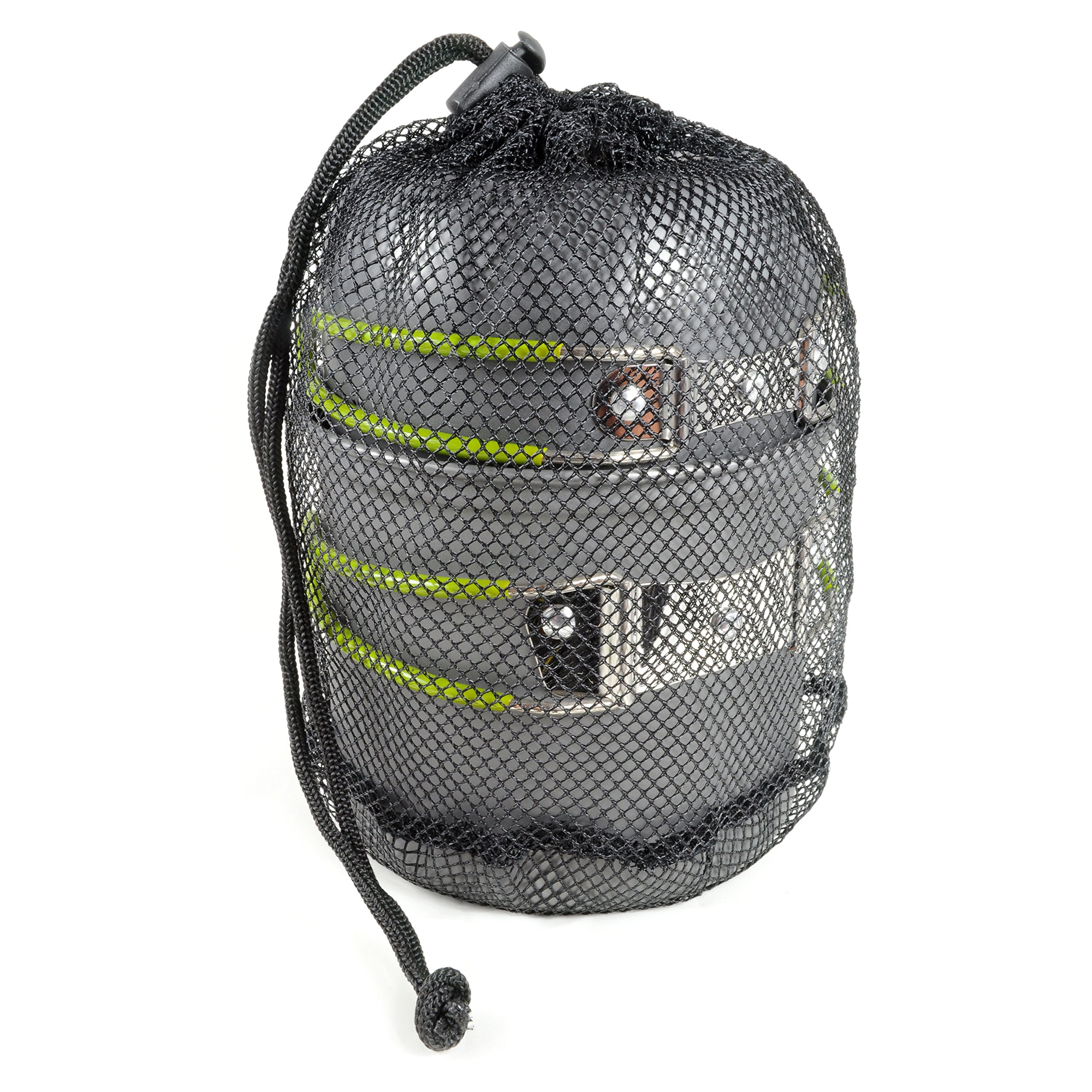 Ganzoo set 2 pentole per campeggio e trekking, alluminio anodizzato antiaderente, antracite opaco, 1 l e 0,5 l, altezza totale impilato 160 mm, manici pieghevoli, rete trasporto inclusa