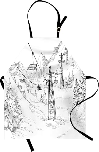 Lunarable Delantales de temporada multicolor impresos digitales, negro y blanco