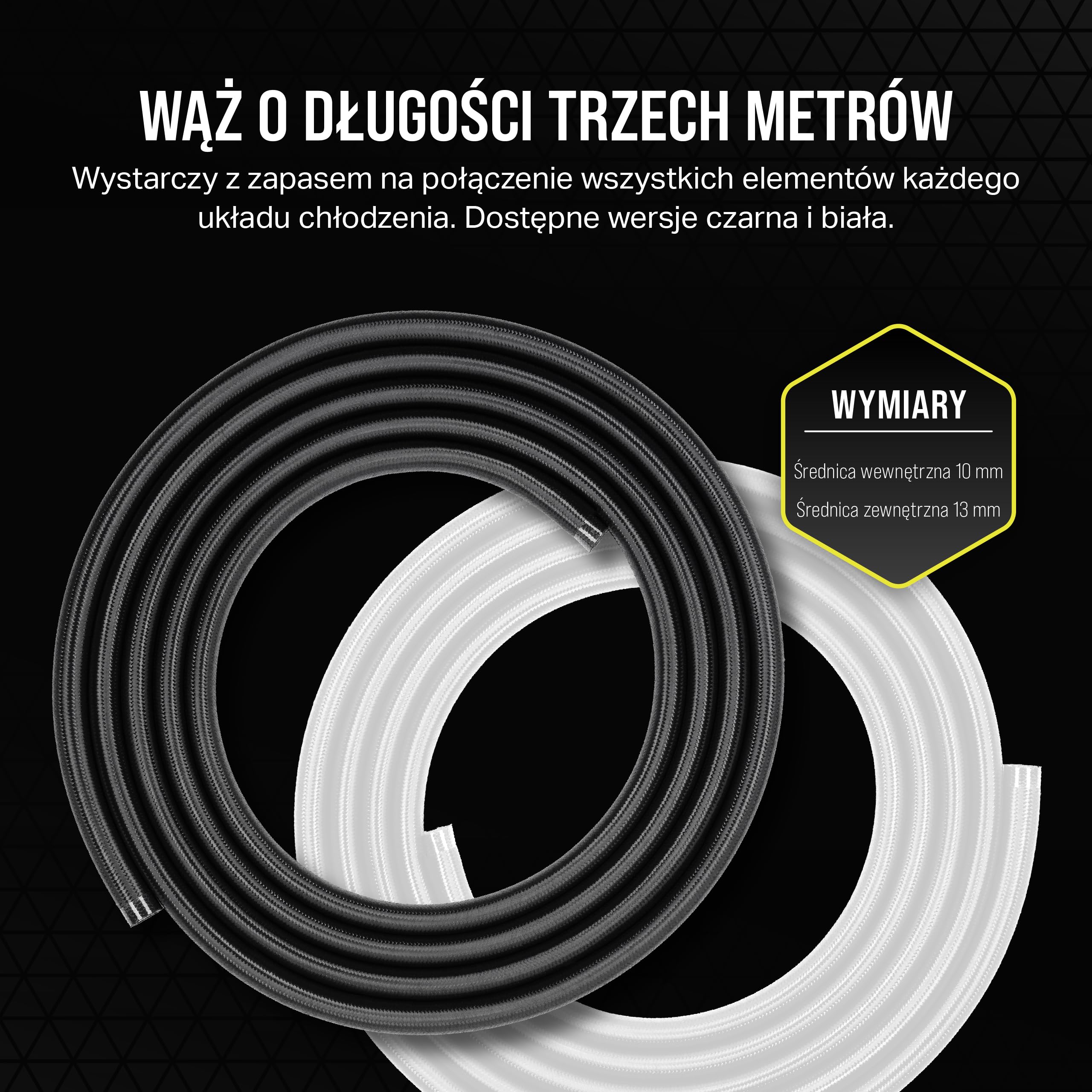CORSAIR Hydro X Series XT Softline Wąż pokryty siatką - Łatwe przycinanie - Trwała guma EPDM - Biały
