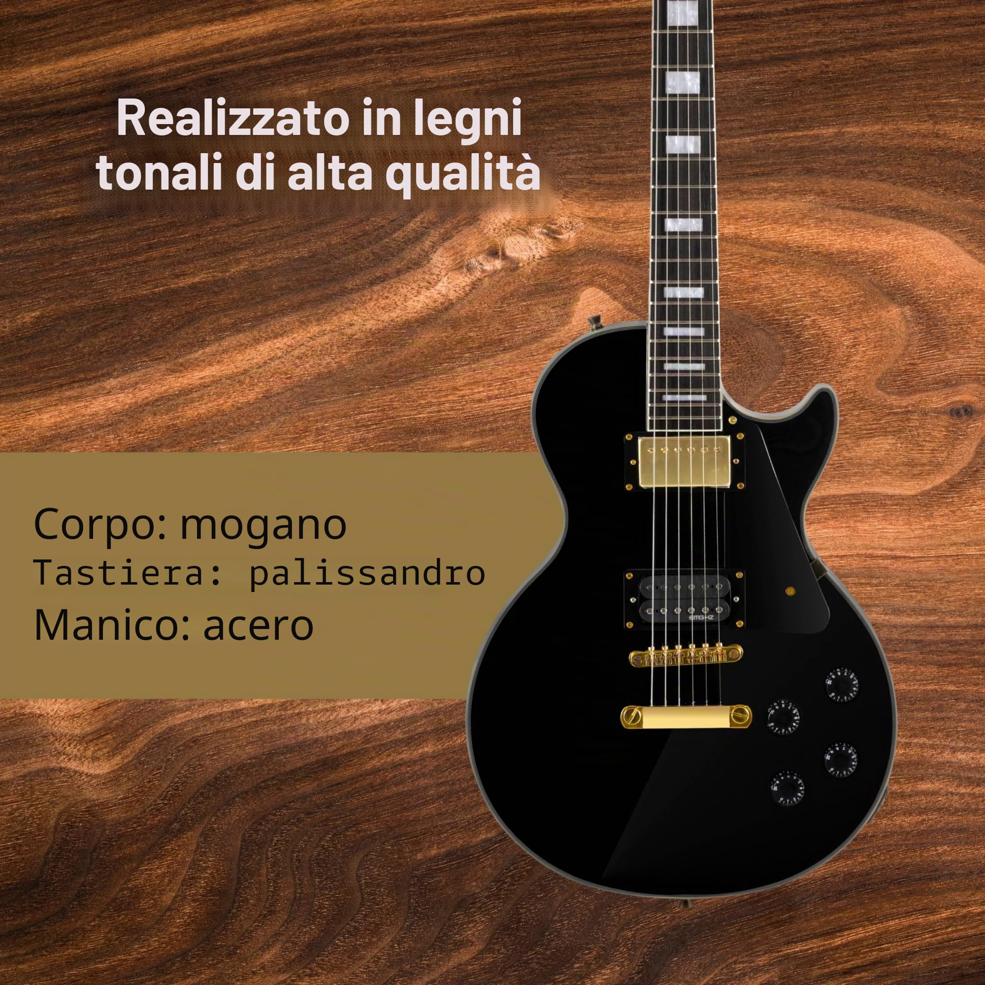 Rocktile Pro L-200BK Deluxe Chitarra Elettrica Nera