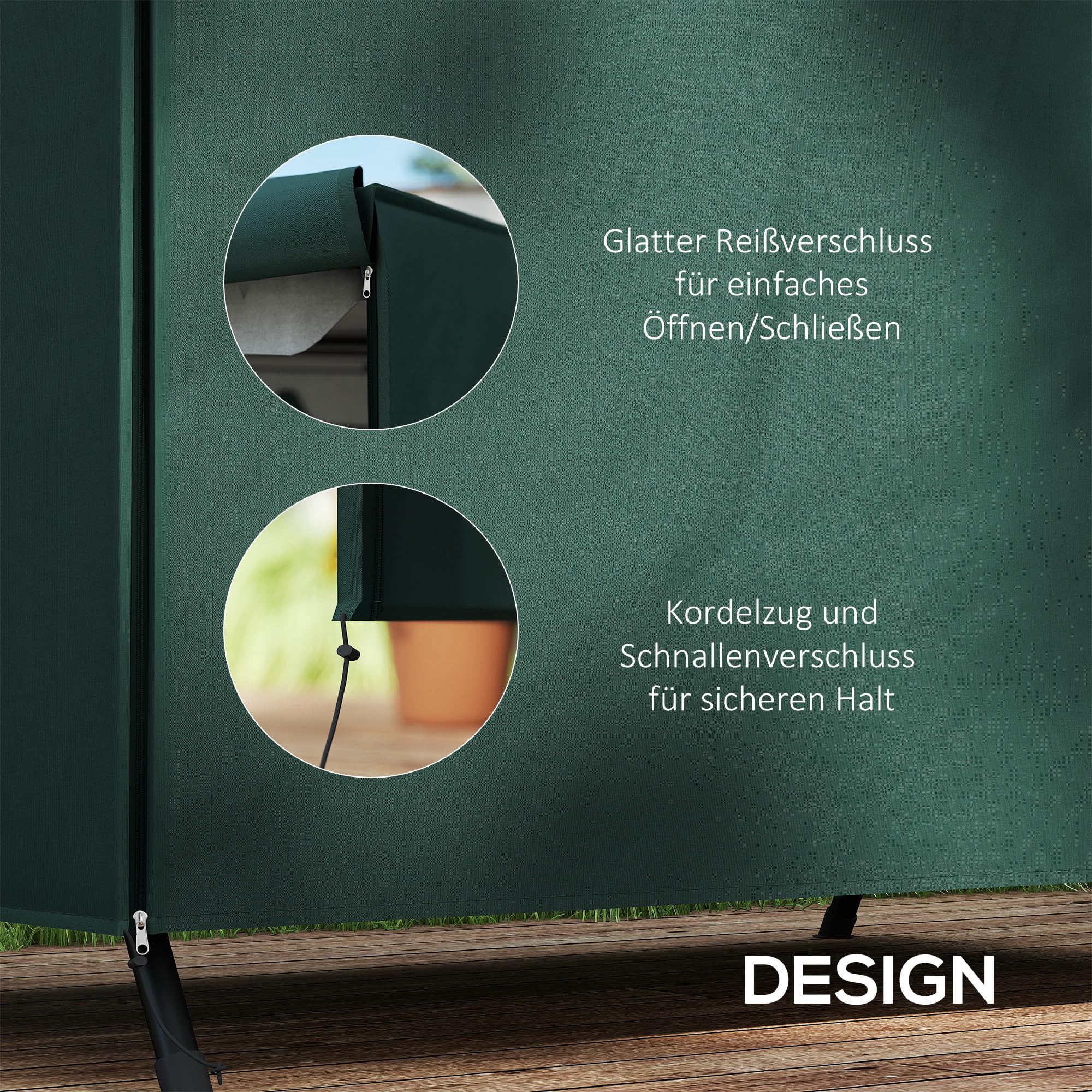 Outsunny hoes voor tuinschommel, beschermhoes voor Hollywoodschommel, afdekkap, waterdicht, zonwering, Oxford, groen, 205 x 124 x 164 cm