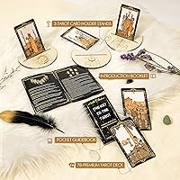 Vista 6 de Cartas de Tarot con Libro Guía, Juego de 78 Cartas de Tarot Negras con Mantel, Piedras de Chakra, Bolsa de Terciopelo y Más, Kit de Cartas de Tarot