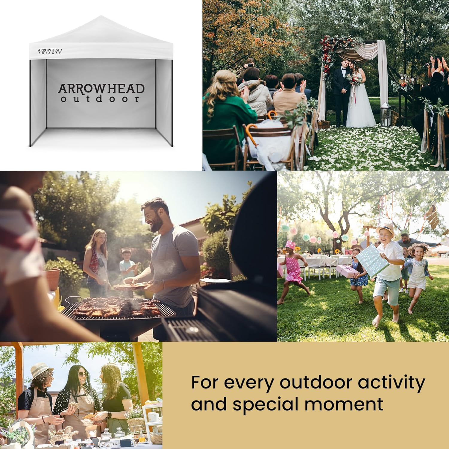 ARROWHEAD OUTDOOR 10’x10’ Heavy-Duty Pop-Up Canopy, Instant Shelter, Easy One Person Setup, Water & UV Resistant, Push Button Legs, Wheeled Bag, Guide Ropes, Awning, White v2 (New) (KGS0393U)
