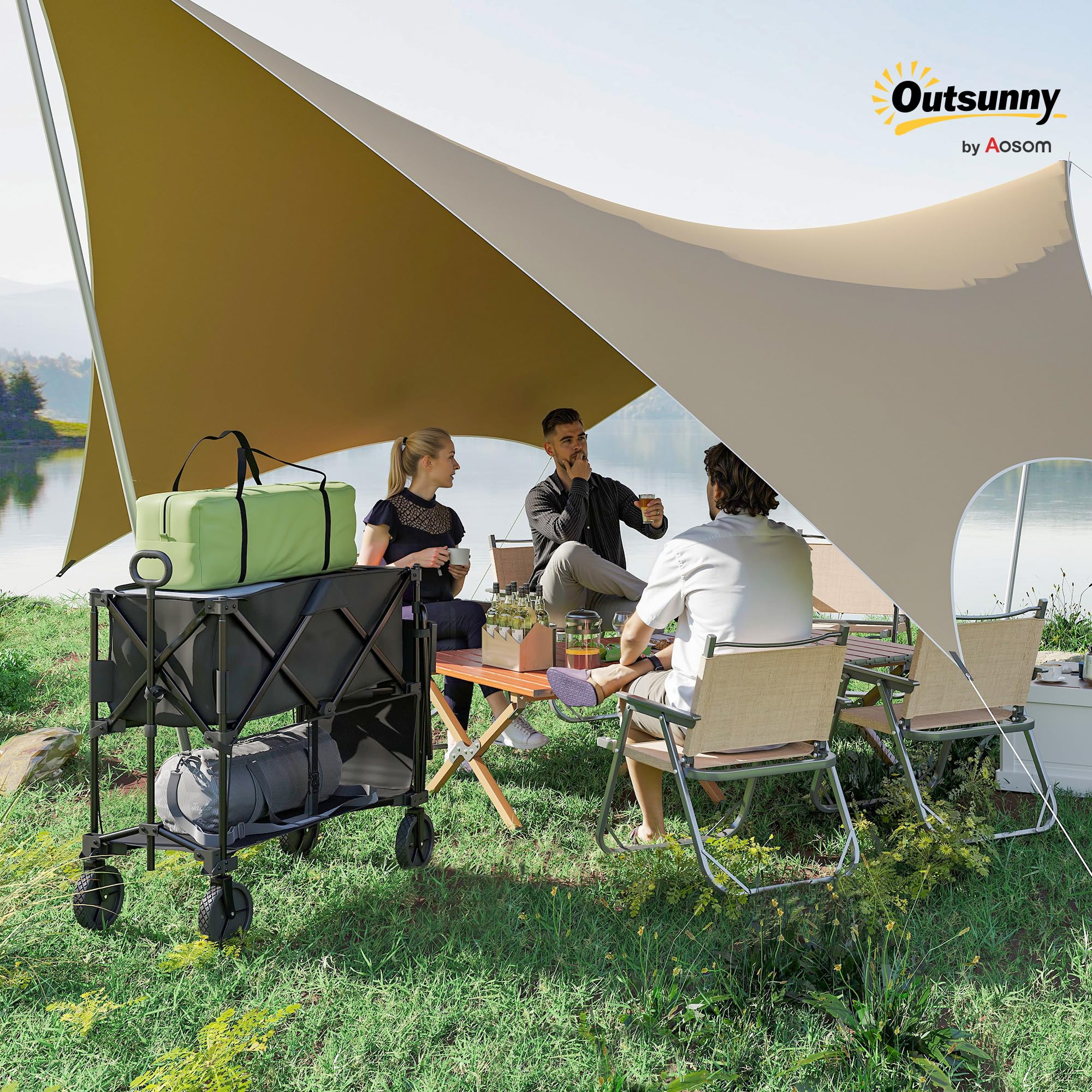 Image secondaire de Chariot de Transport Pliable Outsunny 350L - Idéal pour Camping et Jardinage