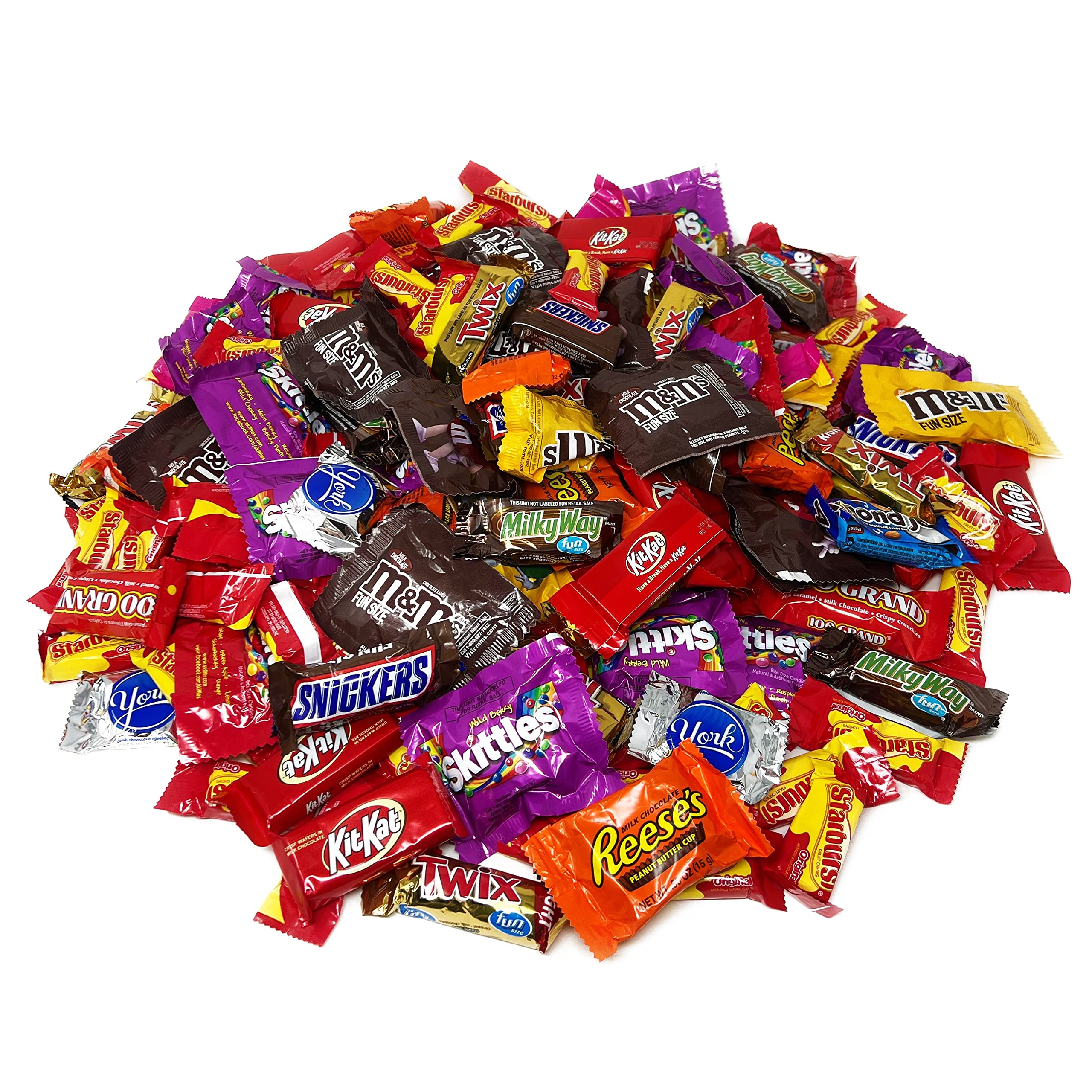 Chocolate and Chewy Fruit Candy Assortment - 6 lbs - Skittles, Starburst, Milky Way, Snickers, M&M's