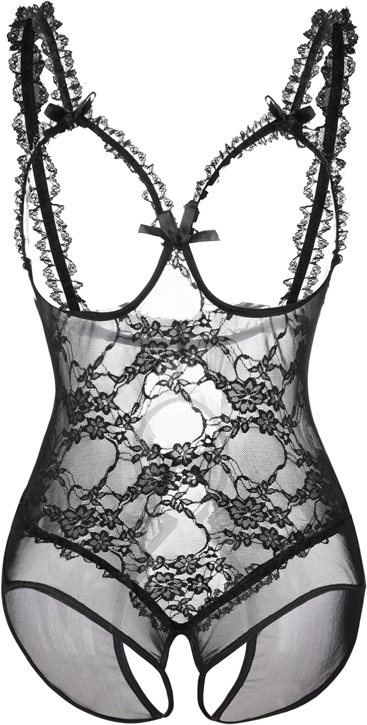 Women Sexy Lingerie Nightwear - One-Piece Bodysuit Nightie Plus Size, Black