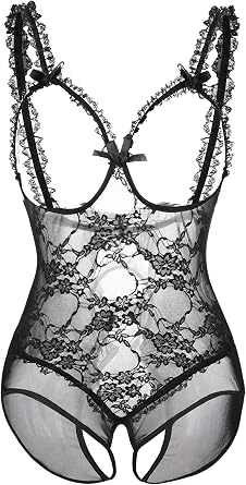 Women Sexy Lingerie Nightwear - One-Piece Bodysuit Nightie Plus Size, Black