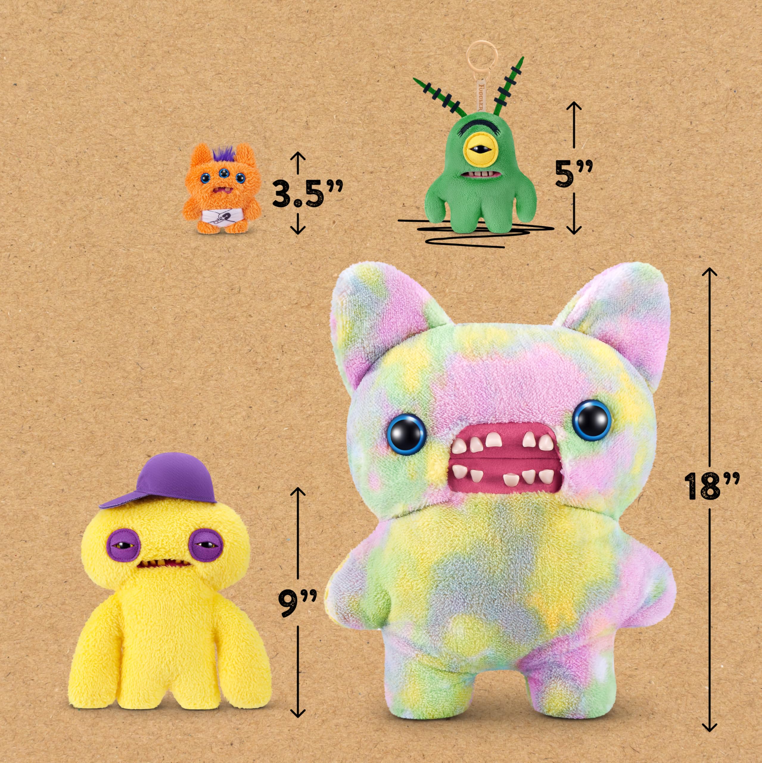 Fuggler SpongeBob 5-Inch Plush Keyring by ZURU – Giocattolo di peluche Funny Ugly Monster con denti quasi umani, portachiavi collezionabile per bambini, adolescenti, adulti e amanti dei peluche strani