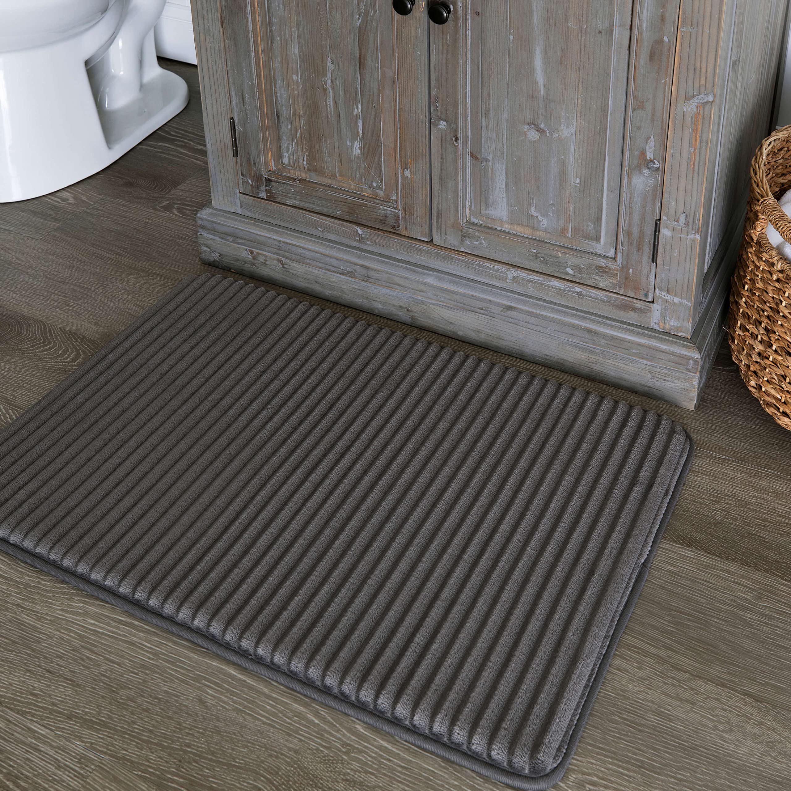 Mohawk Home 17" x 24" Augusta Bath Mat Grey Machine Washable Non Slip Bathroom Rug