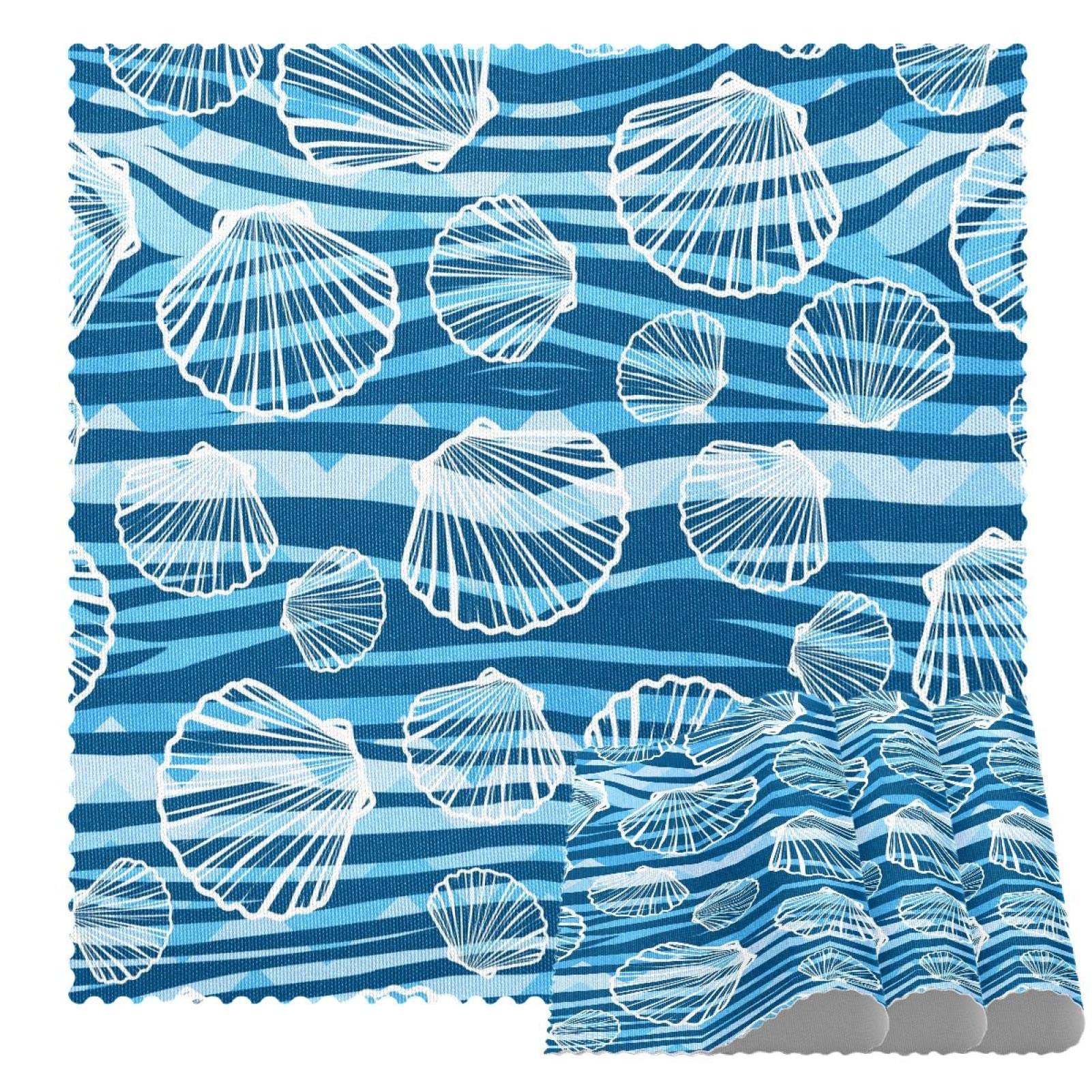 Sets de table coquillages vague bleue antidérapants lavables thermorésistants x4