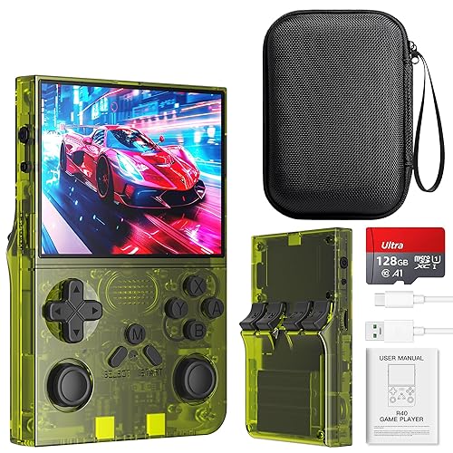 R40 Retro Handheld Game Console with Storage Case - Open