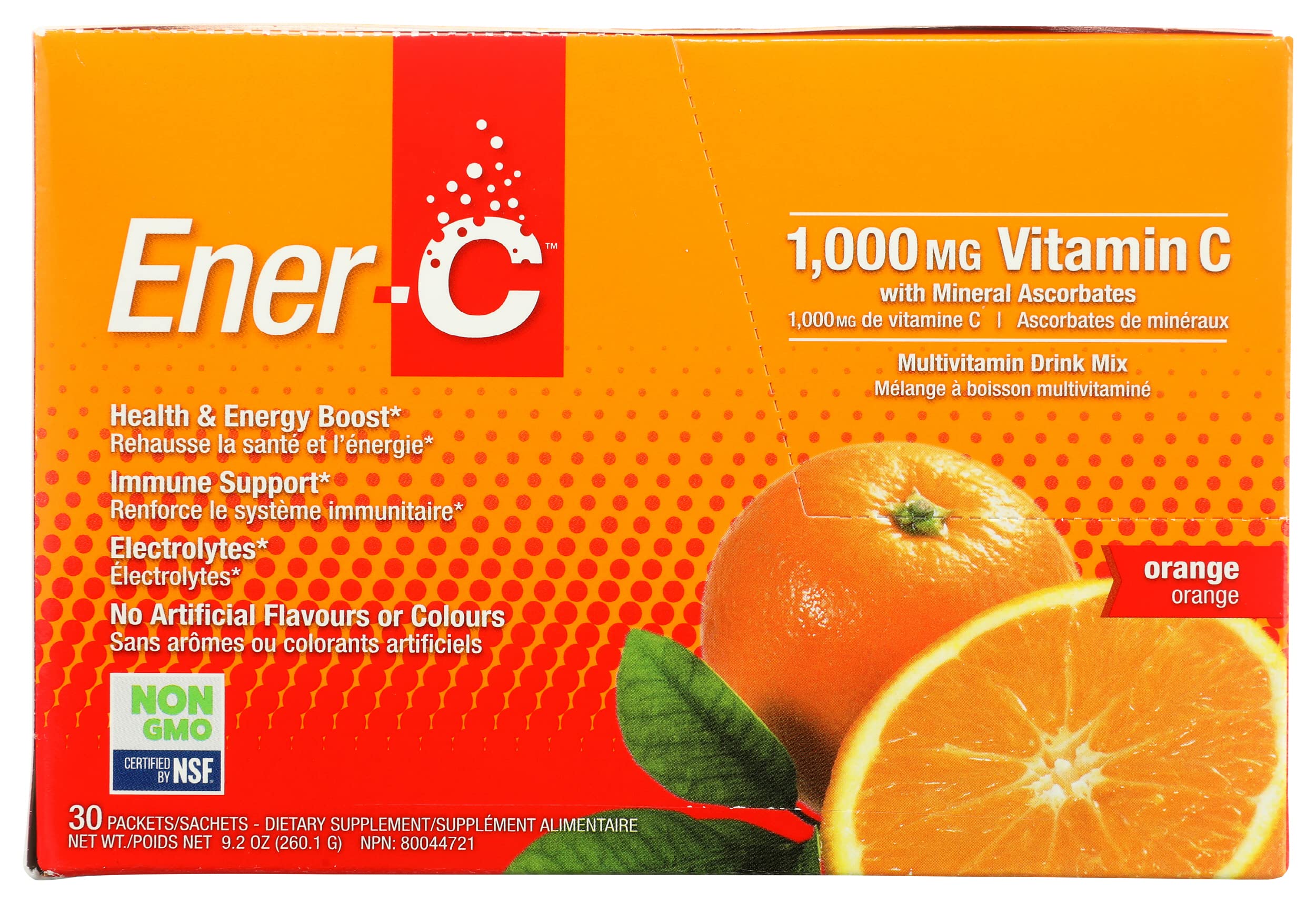 Ener-C Orange Flavor 1000MG Vitamin C Electrolyte Drink Mix, Non GMO, Gluten Free, 30 Packets